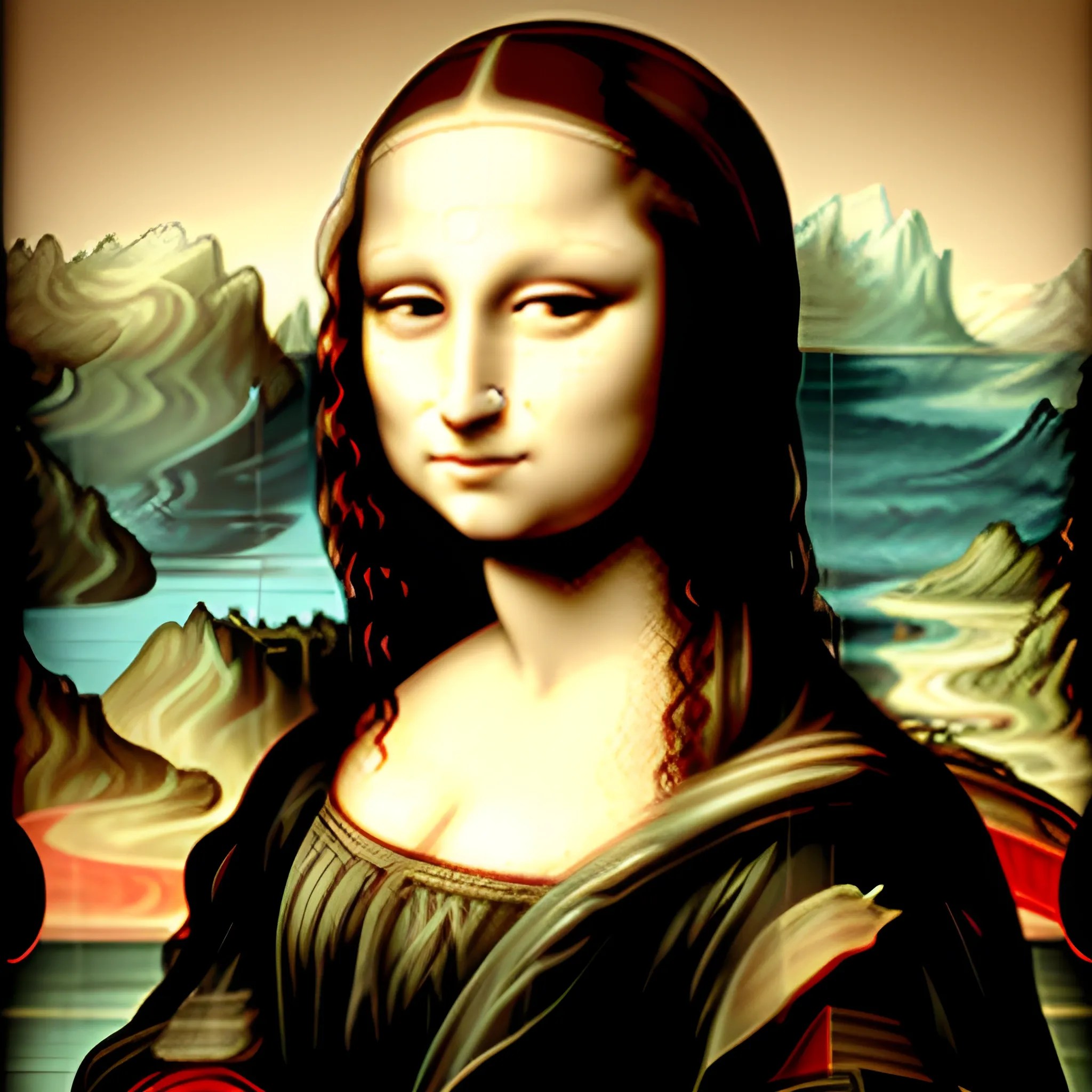 Draw me the Mona Lisa with hype pattern Arthub.ai