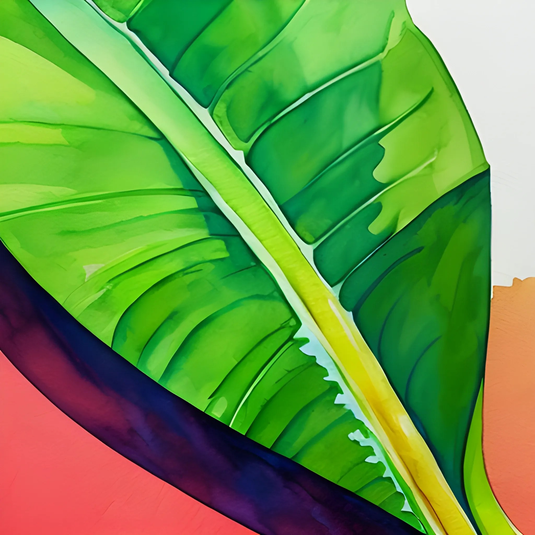 One Banana leaves water color art minimalist Arthub.ai