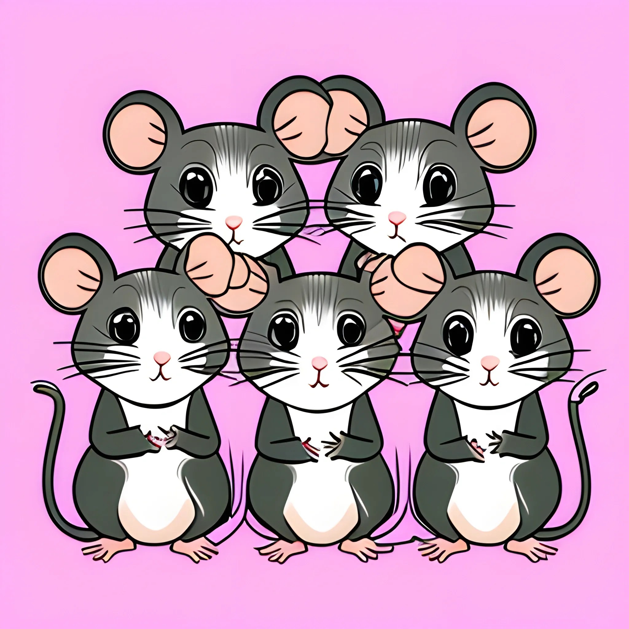 6 cute rats, Cartoon Arthub.ai