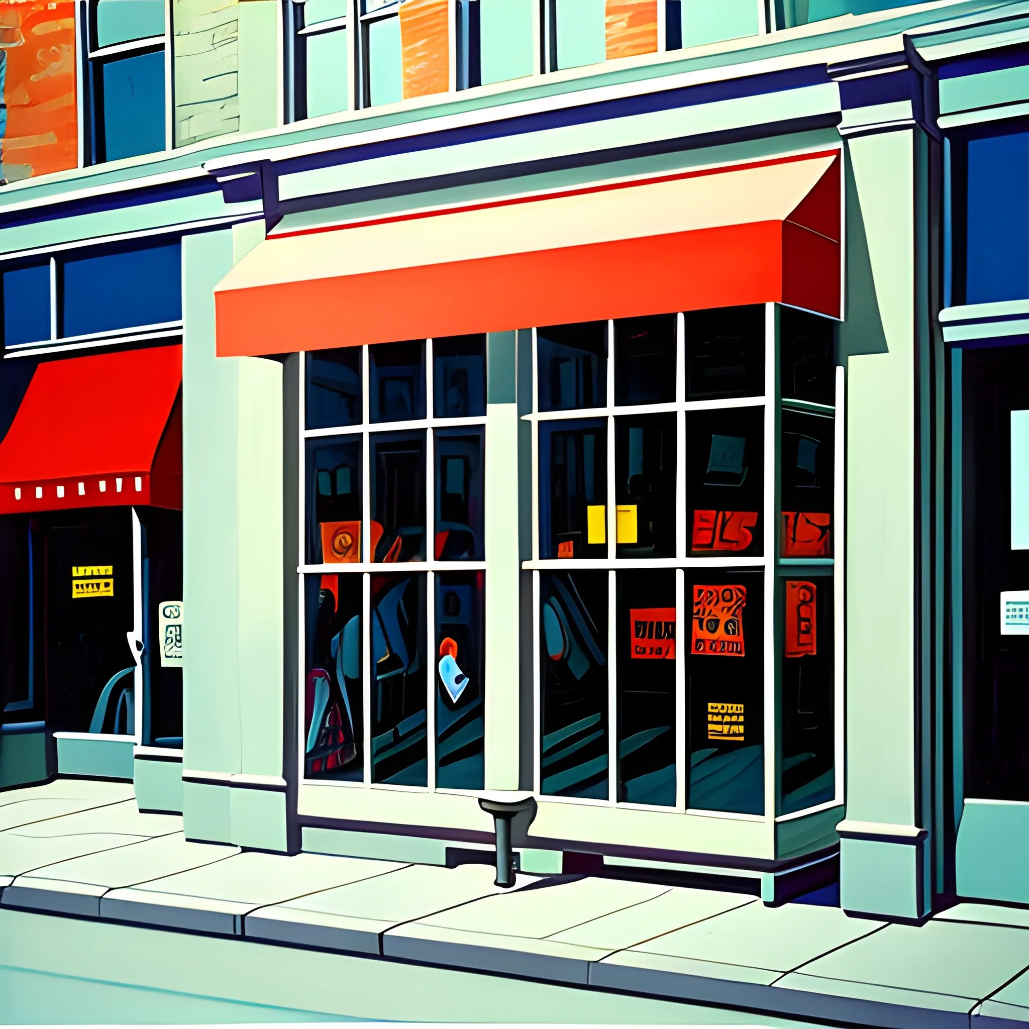 acrylic painting, store fronts windows, toronto, ottawa, simple