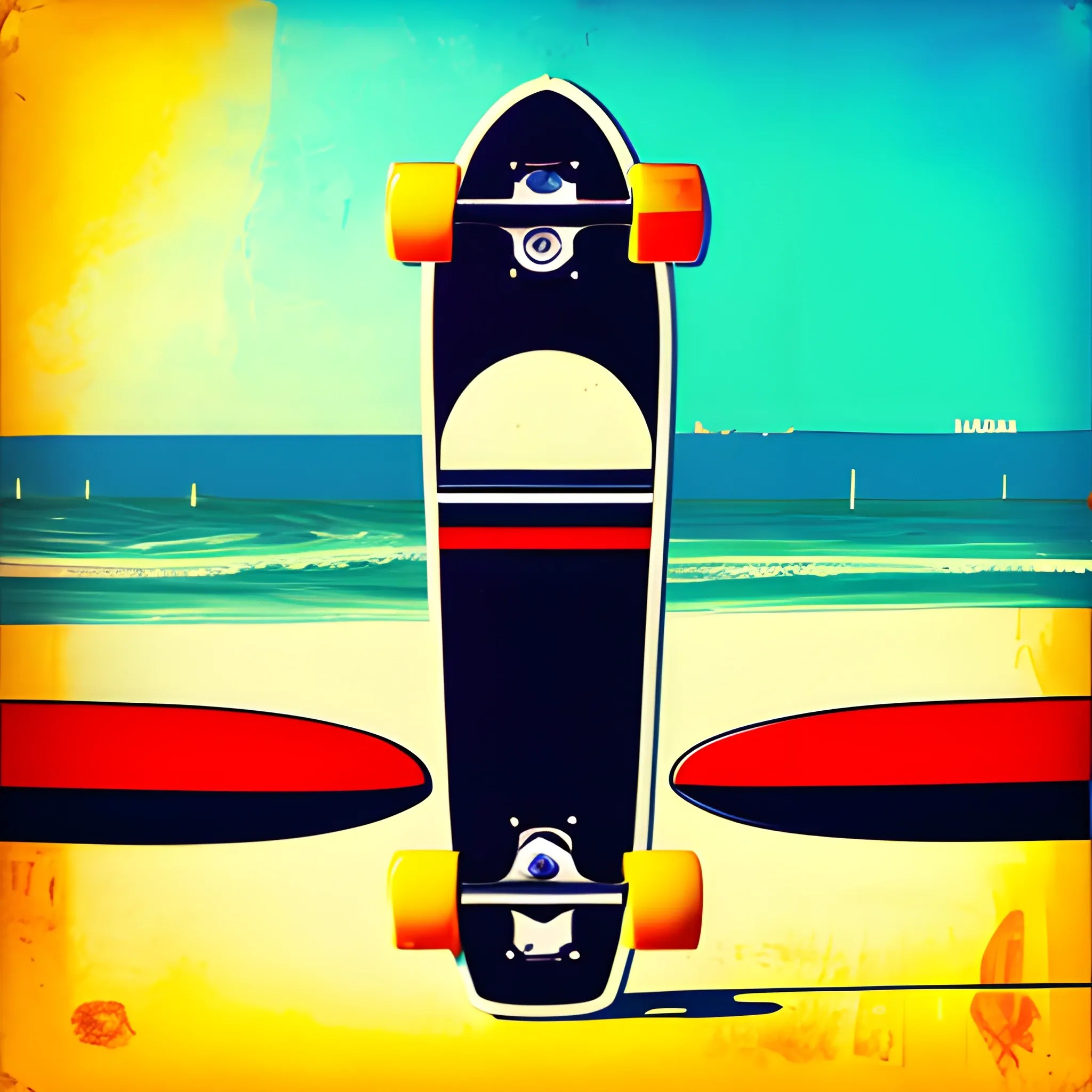 Longboard Venice beach pop art style Arthub.ai