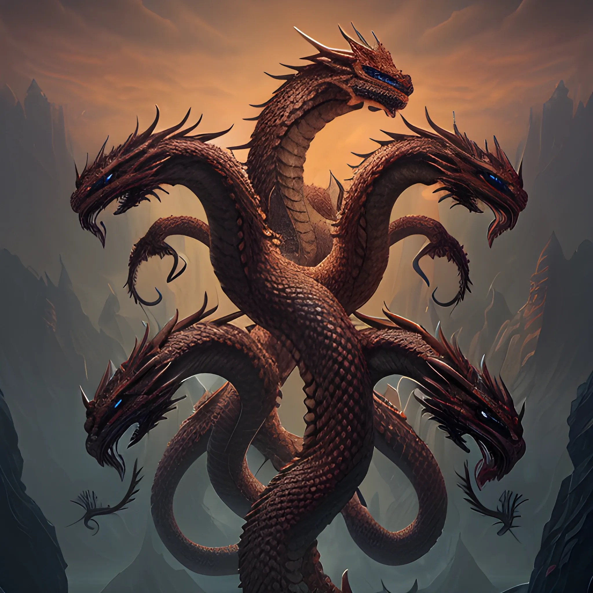 hydra, dragon with many heads, 8k, high resolution, high quality