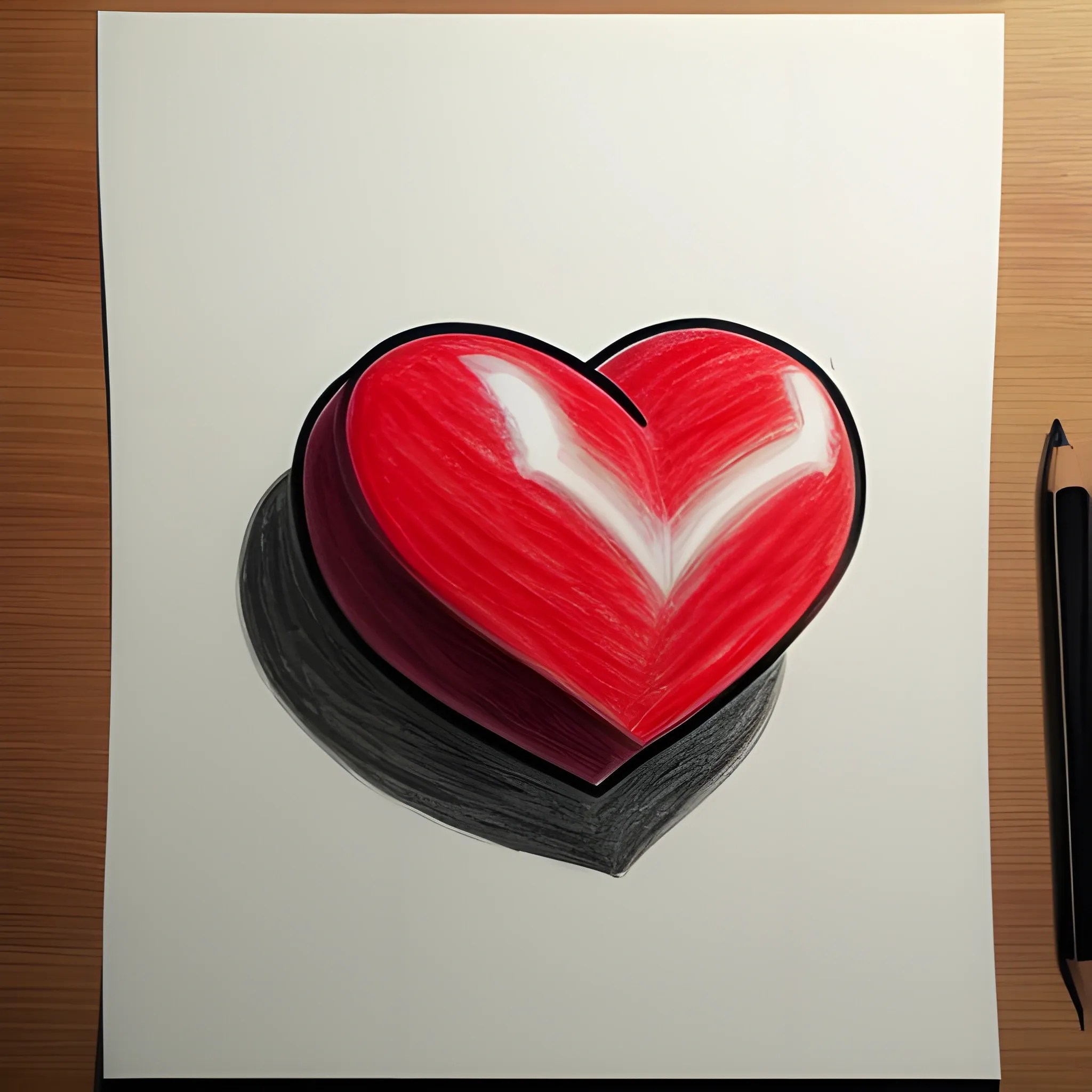 a kid's drawing of a heart, Cartoon Arthub.ai