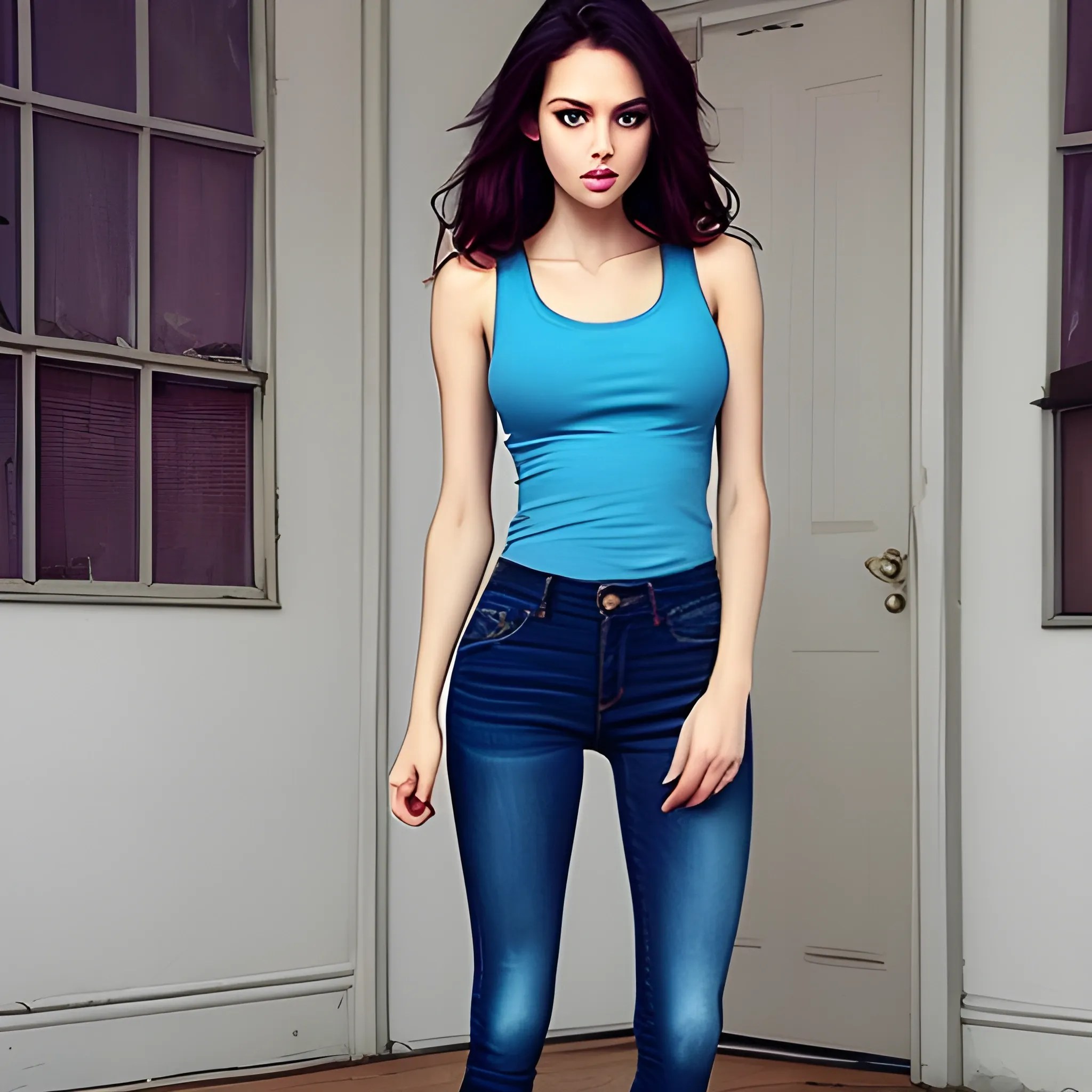 Sexy, woman, skinny jeans, tank top, babe - Arthub.ai