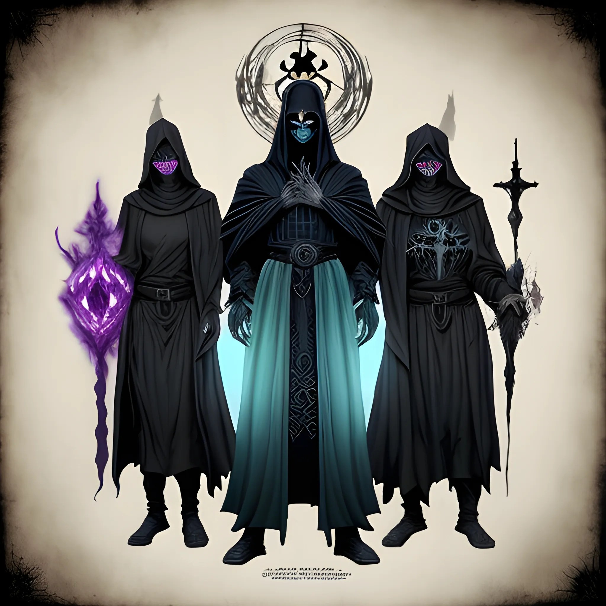 Dark Attire The cultist wear long, flowing robes in shades of d