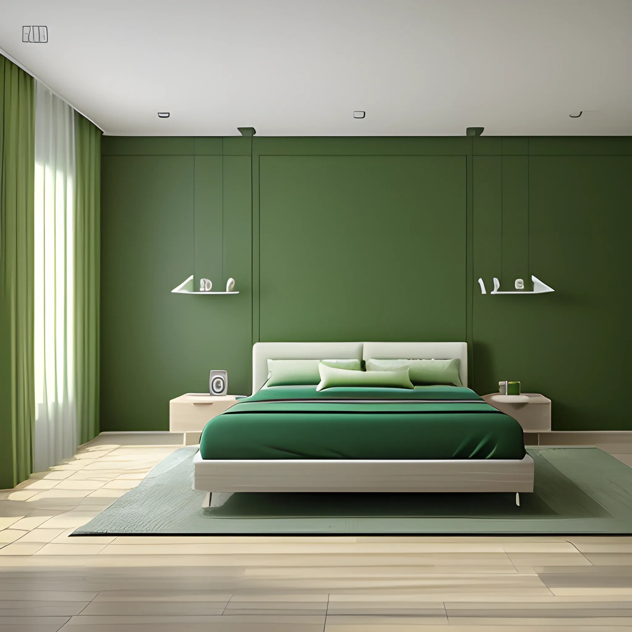 Living room,Modern Style Bed,Modern,Natural lighting,Green Color