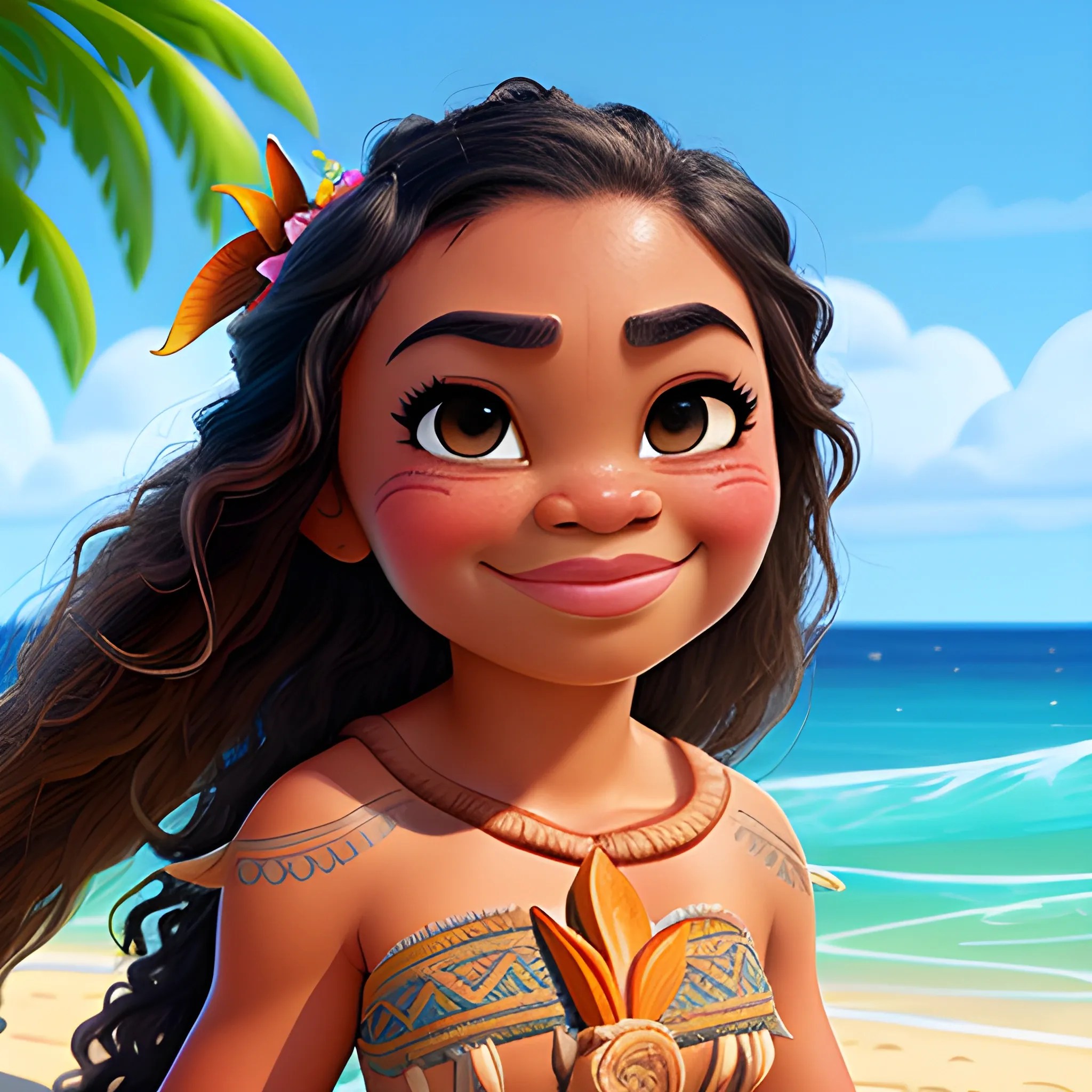 Moana Disney detailed face realism, Cartoon Arthub.ai