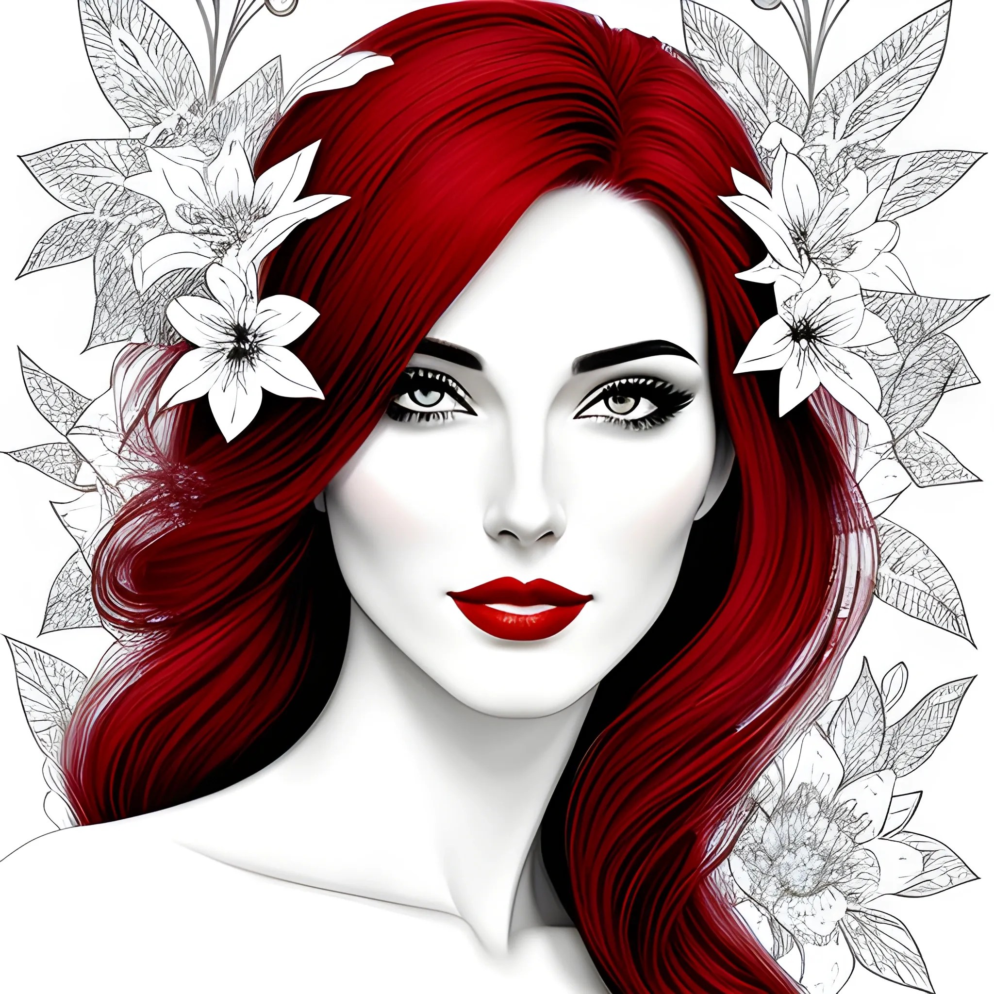 Beautiful girl, digitally drawn poster, black and white portrait... Arthub.ai
