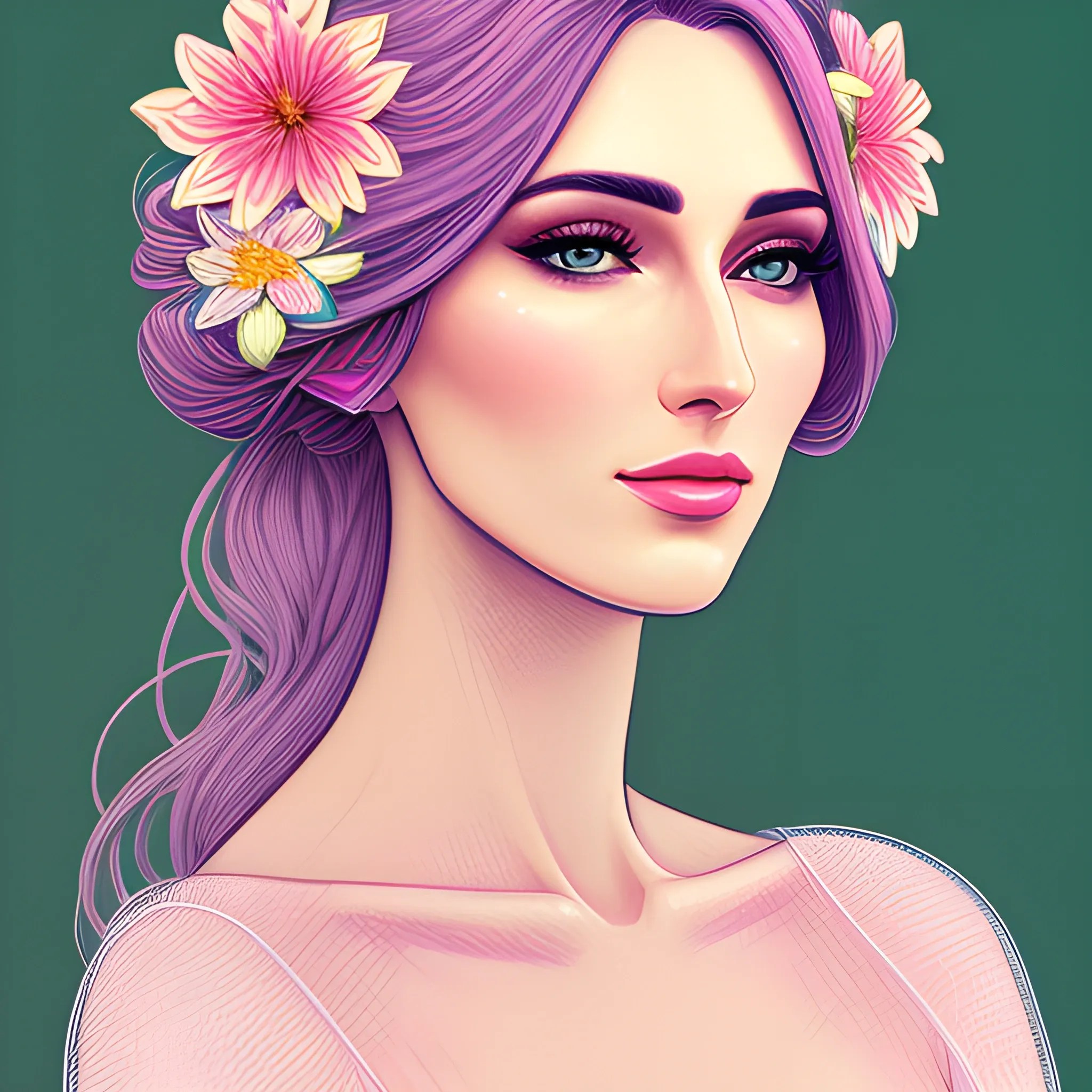 Beautiful girl, digitally drawn poster, pastel colors, portrait,... Arthub.ai