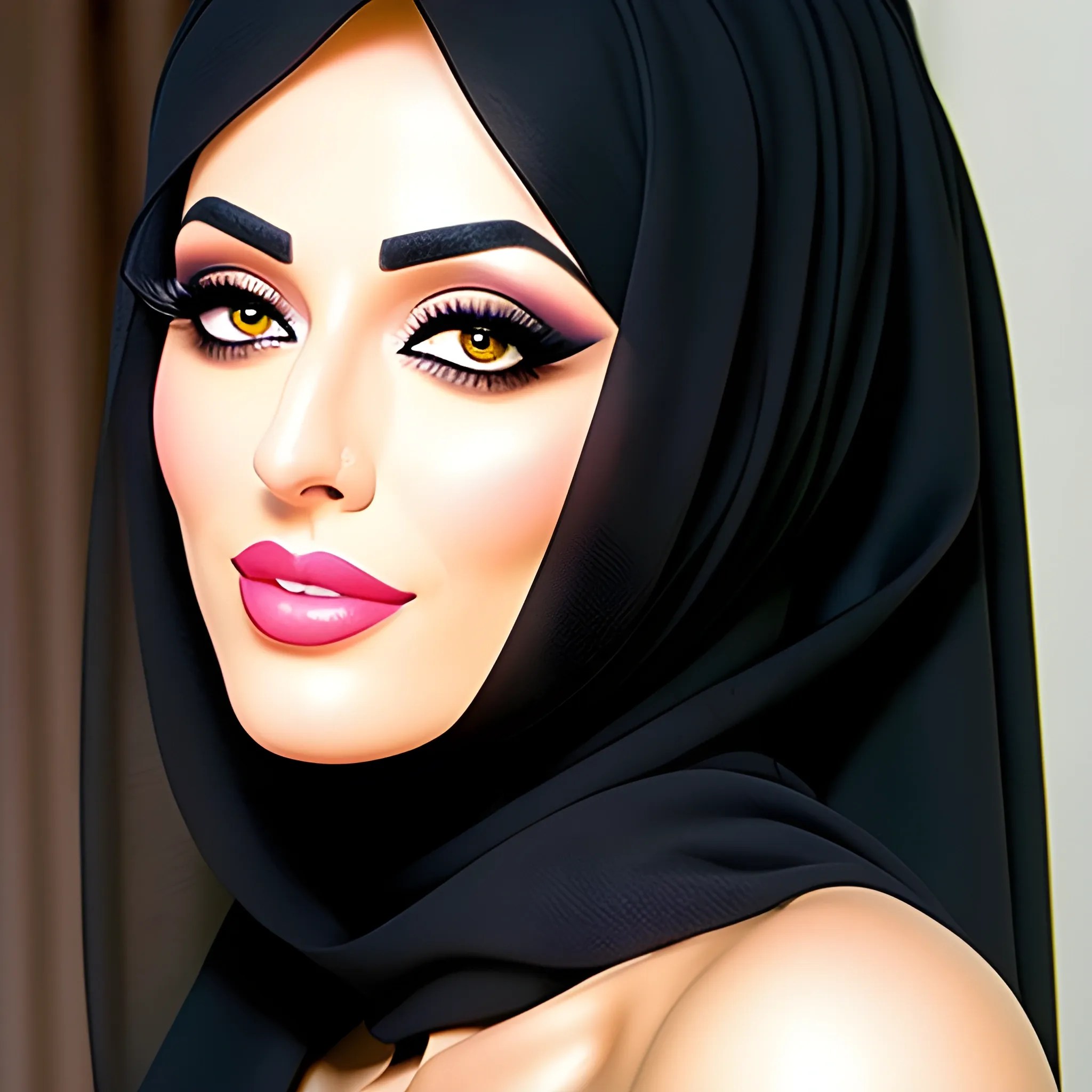 two sexy arab hijab girls babes model beautiful face kissing - Arthub.ai