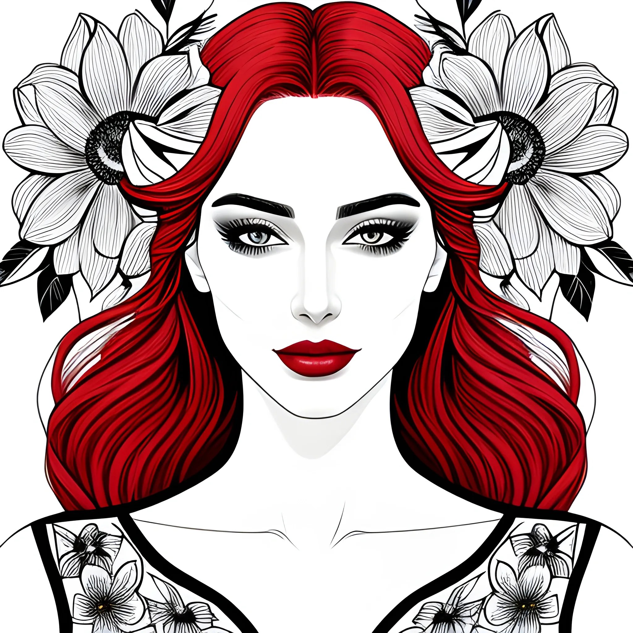 Beautiful girl, digitally drawn poster, black and white portrait... Arthub.ai