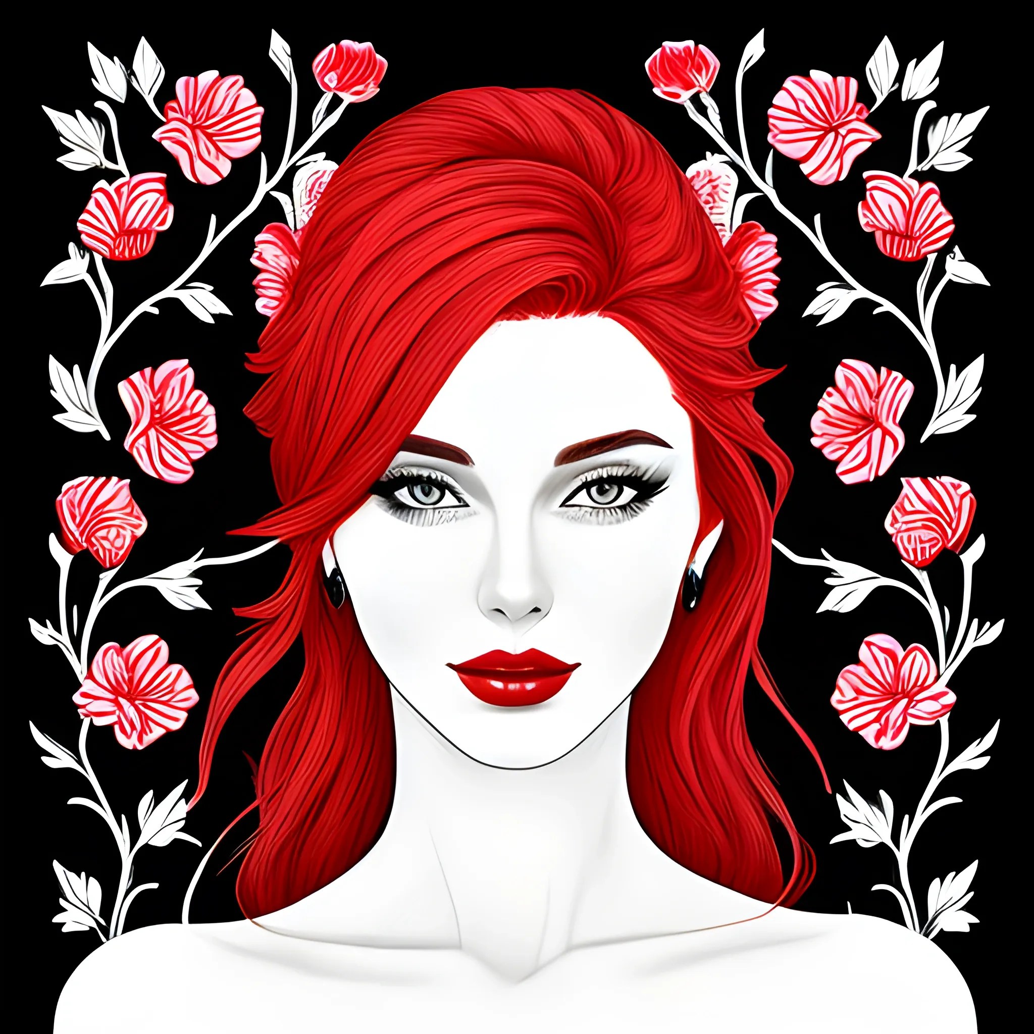 Beautiful girl, digitally drawn poster, black and white portrait... Arthub.ai