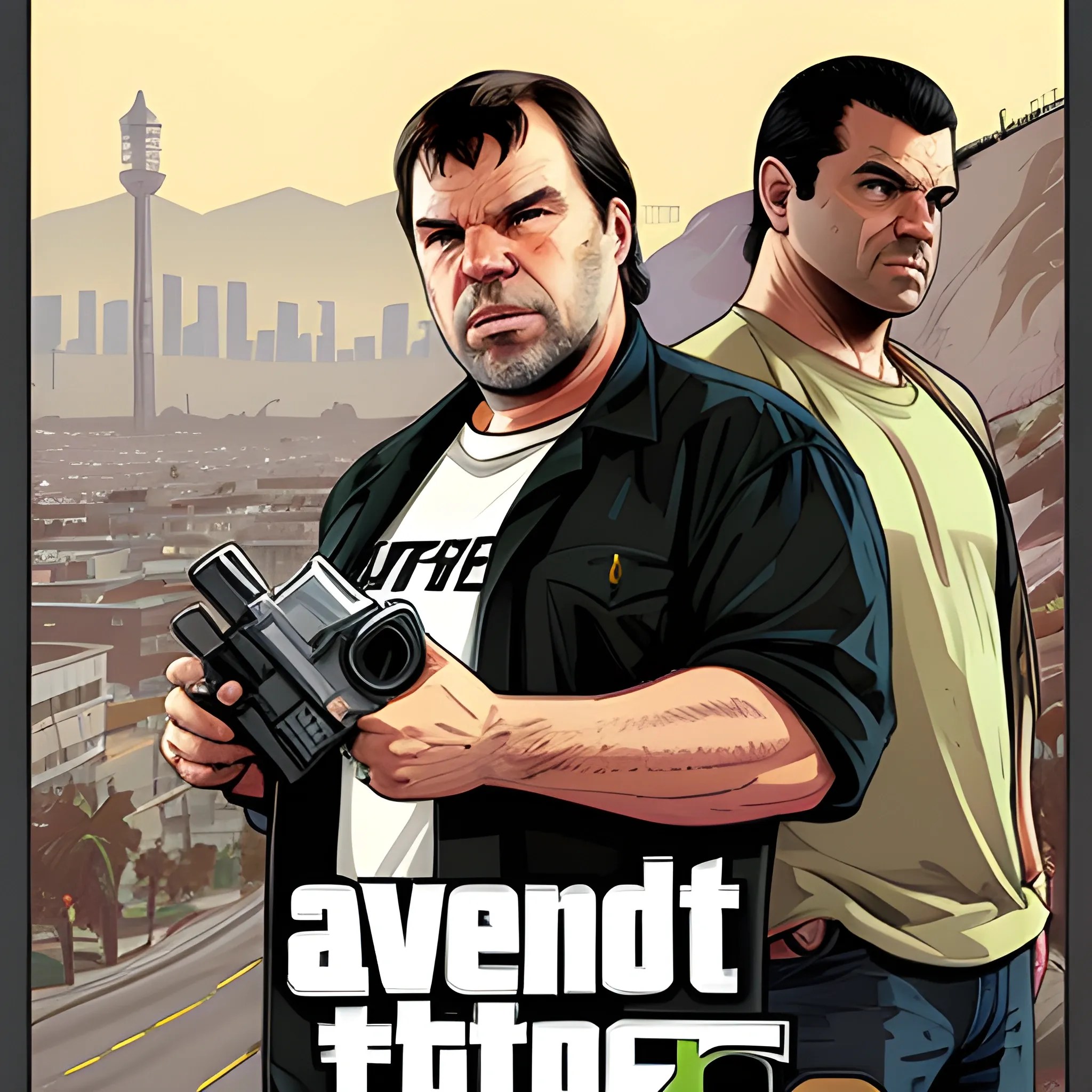 Steve Wozniak, Grand Theft Auto V Poster, detailed, graphic nove