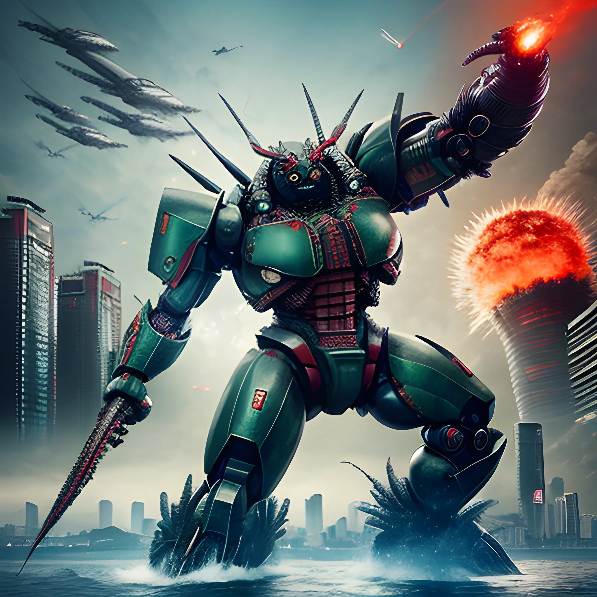 Tokyo， Mutant lobster， Monster invasion， Pacific Rim style， City... Arthub.ai