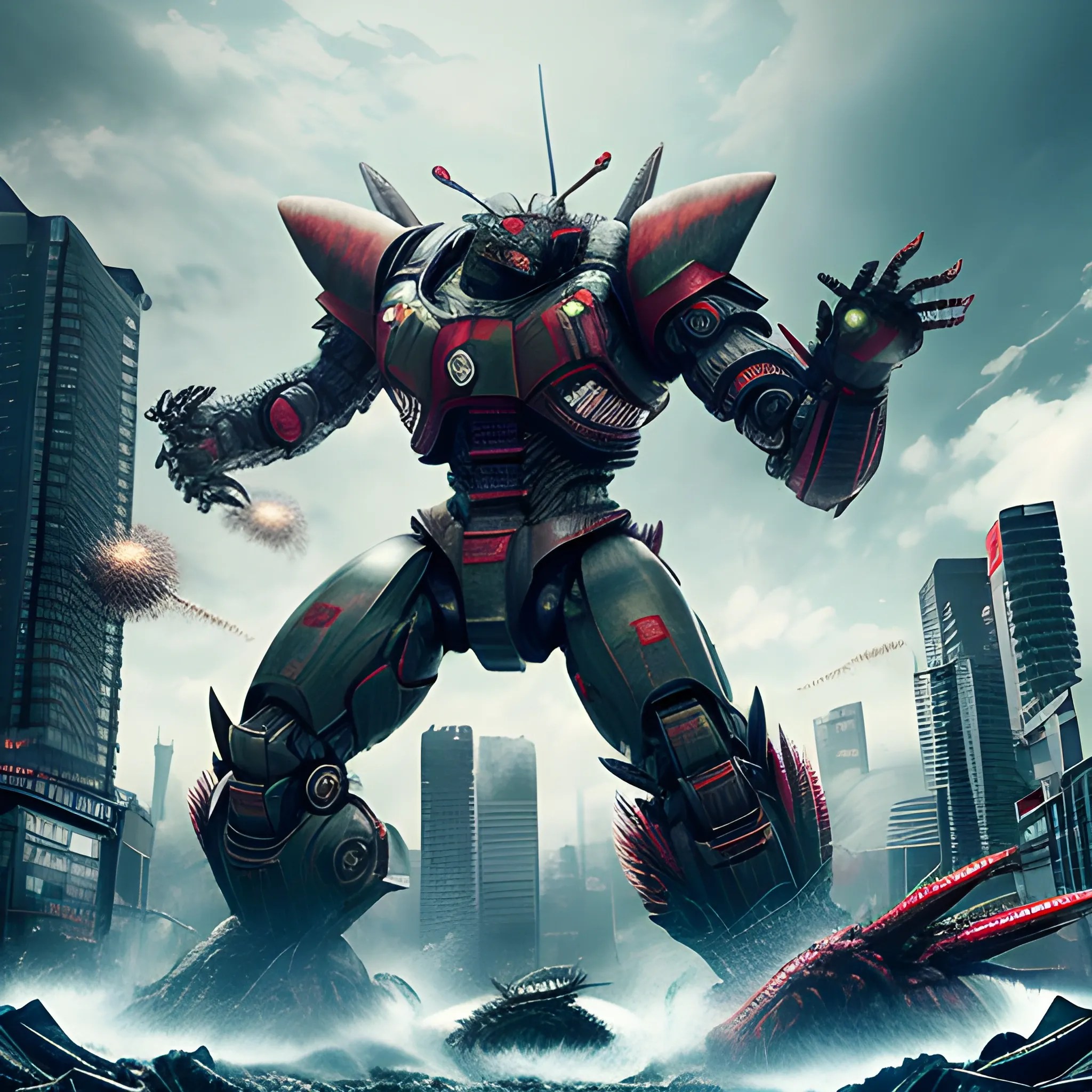 Tokyo， Mutant lobster， Monster invasion， Pacific Rim， City destr... Arthub.ai