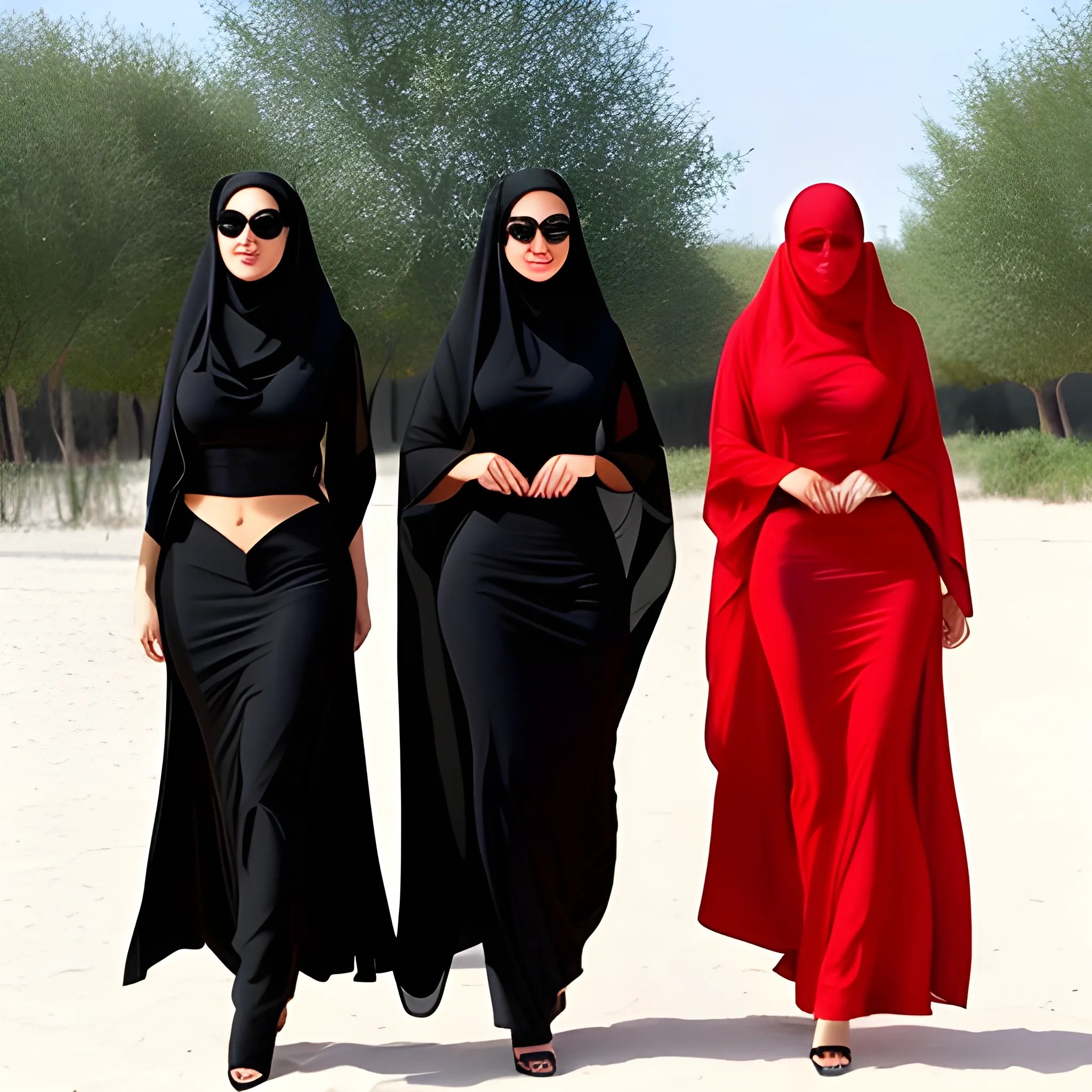 Iranian woman with a chador hijab bikini three girl Arthub.ai