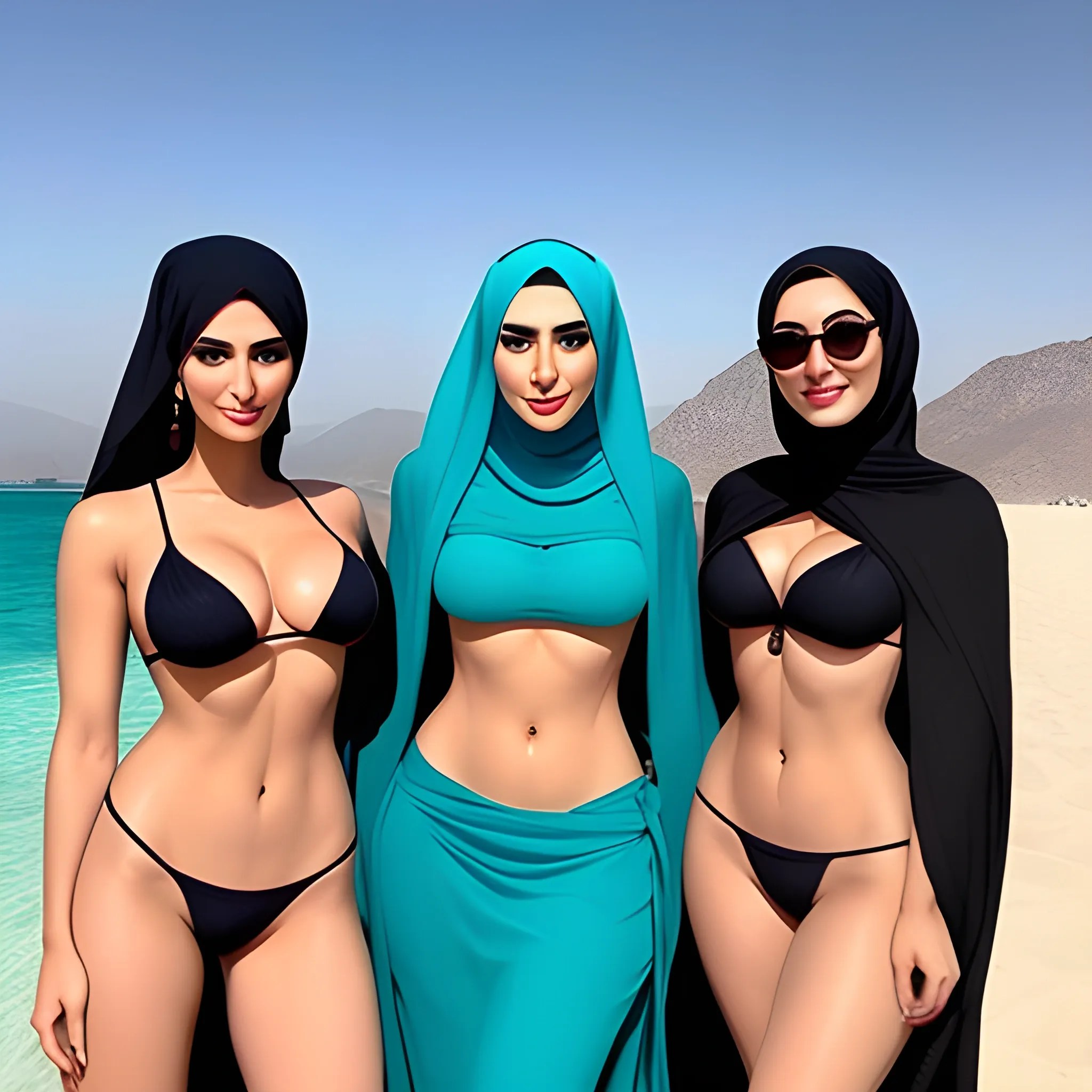 Iranian woman with a chador hijab - bikini- four girl - Arthub.ai