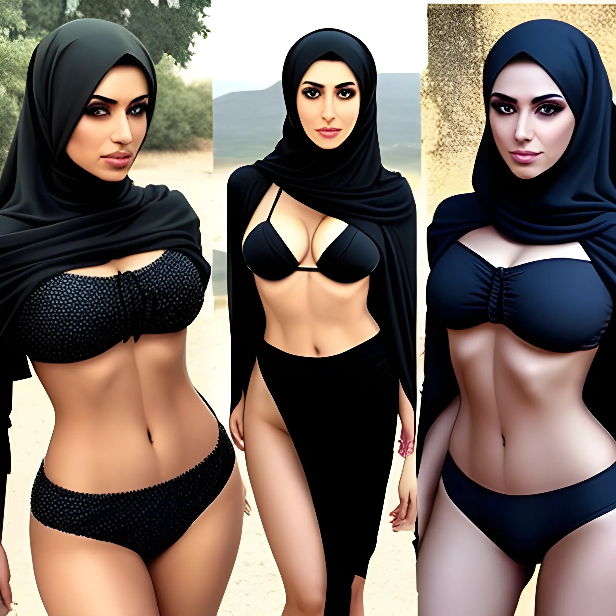 Iranian woman with a chador hijab - bikini- four girl - Arthub.ai
