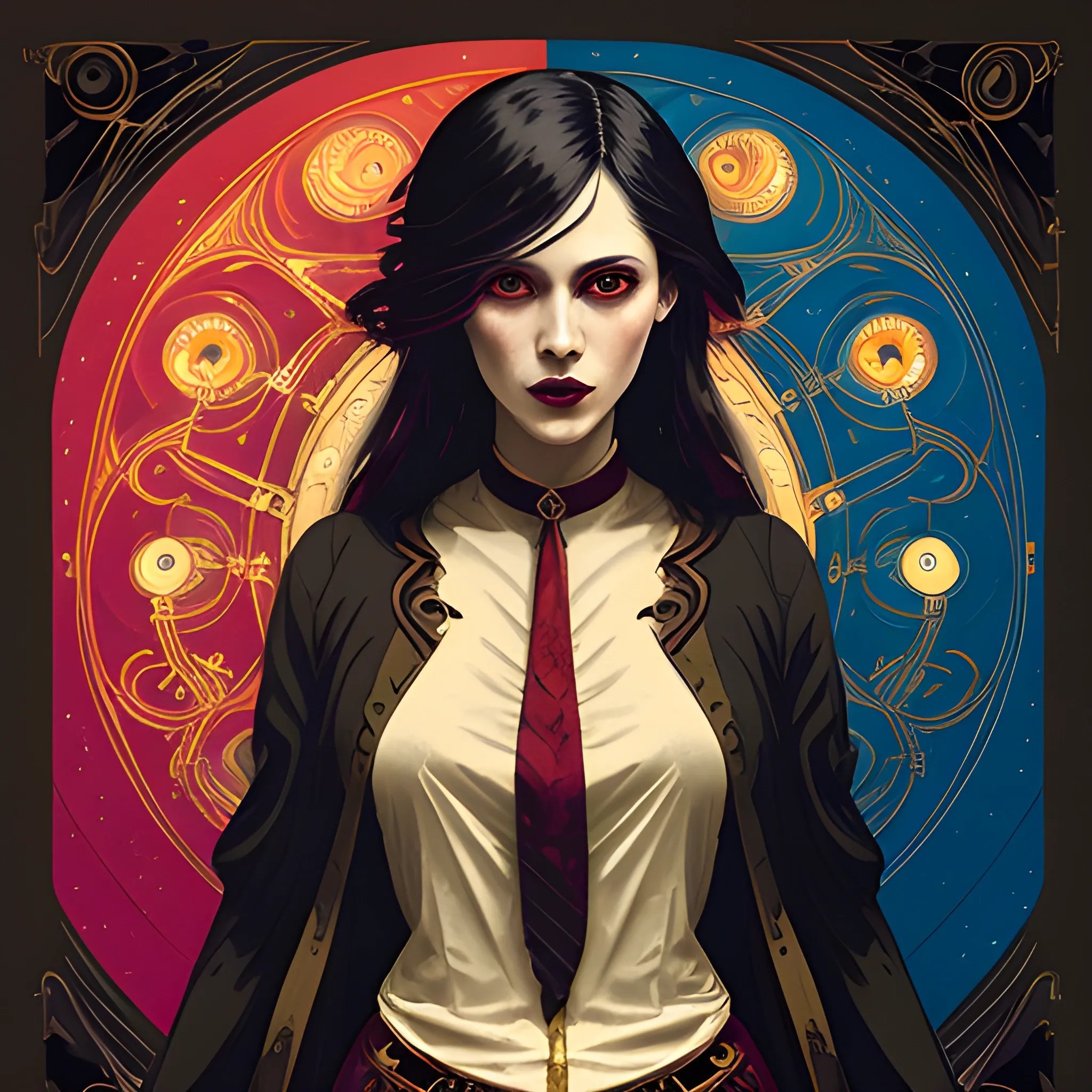 Art Nouveau painting, gold and red colors, true aesthetics, sty