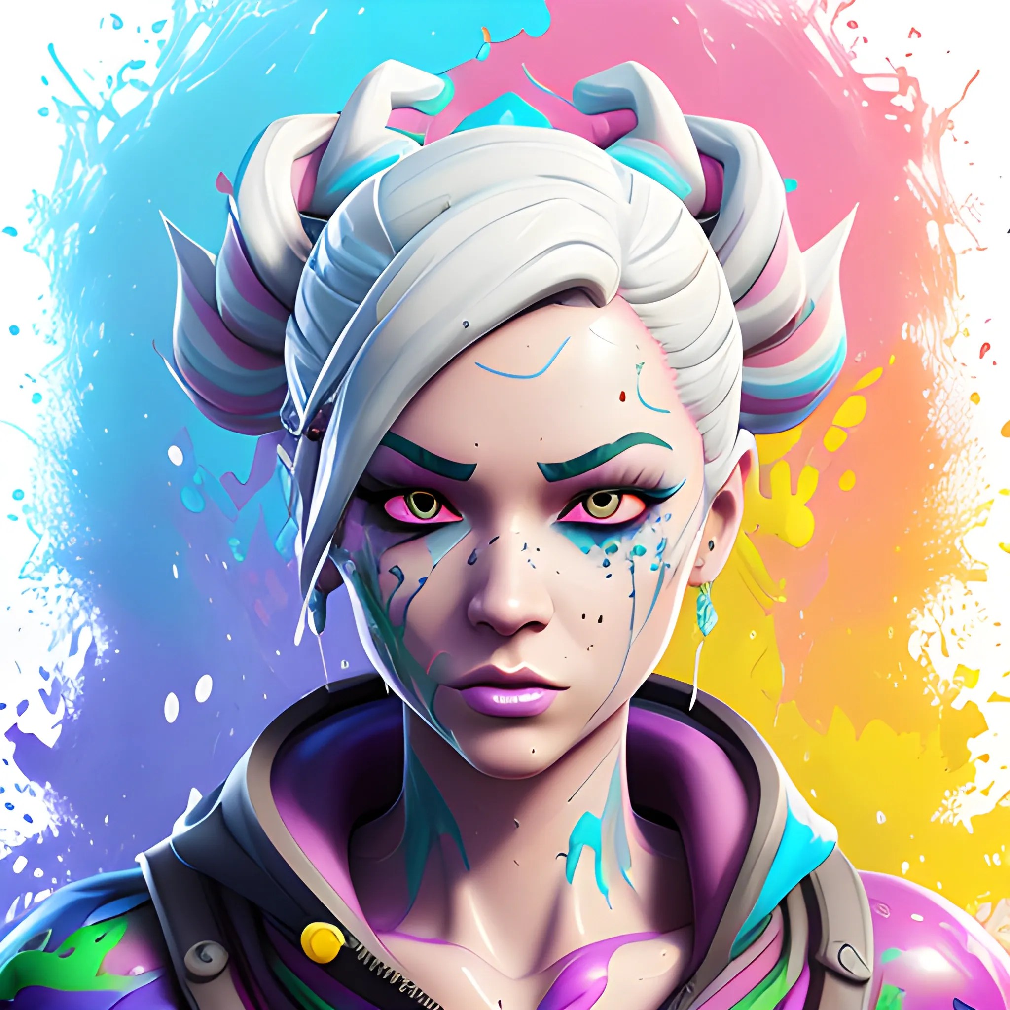 Splash art, Fortnite style, portrait poster, (whitebackground