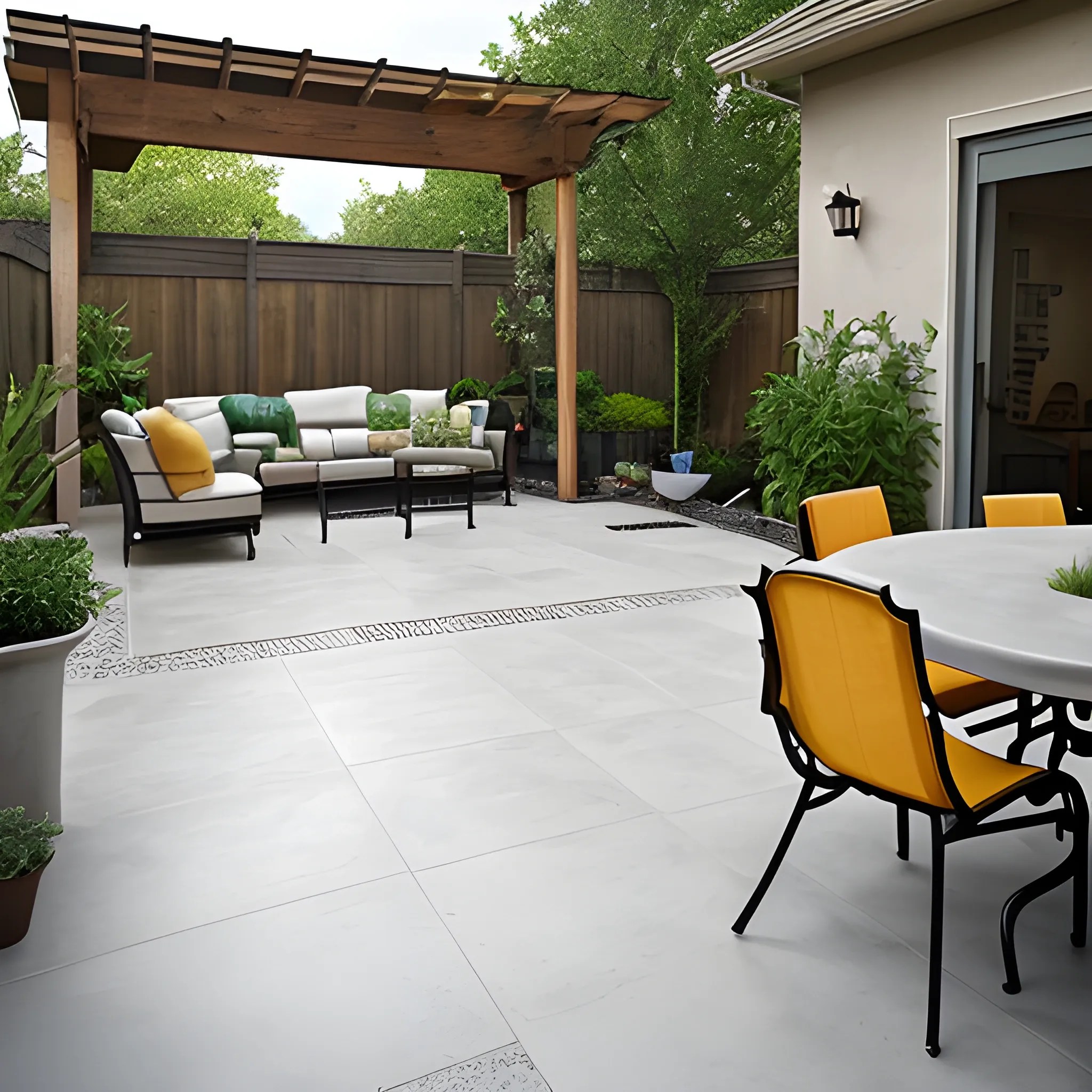 A poster ad image prompt for concrete patio renovations At the