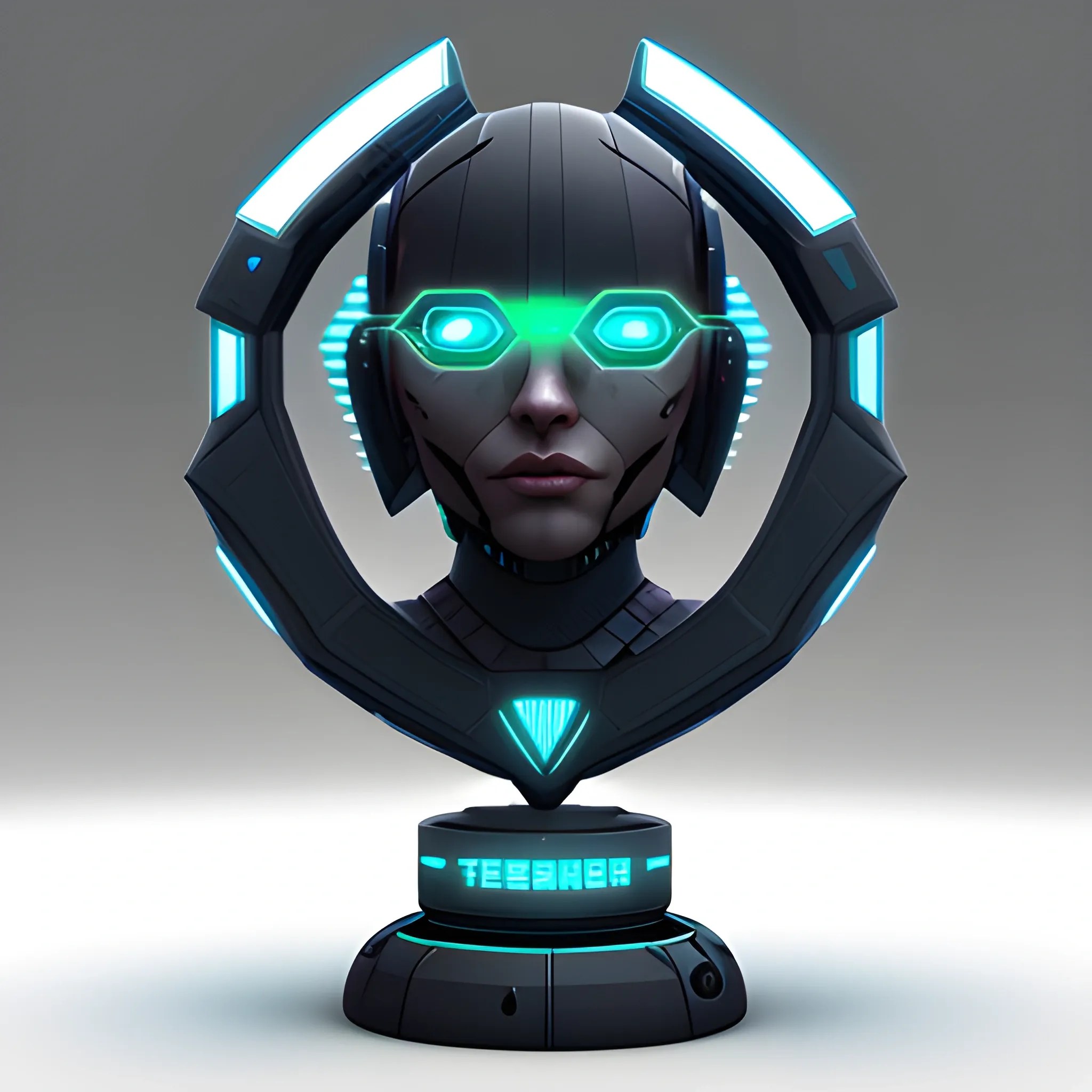 Technological trophy, futuristic, cyberpunk, 3D Arthub.ai