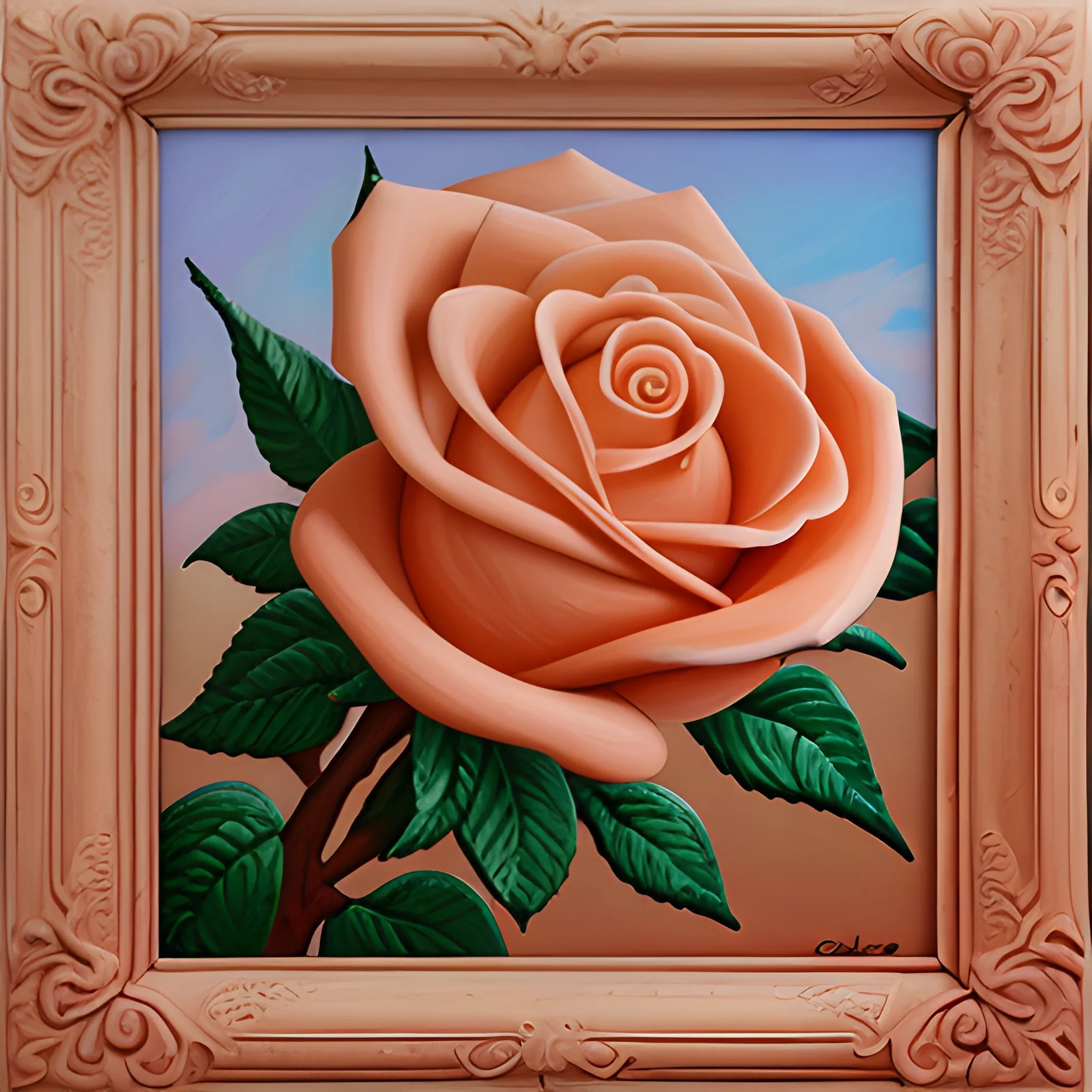 terra cotta rose oil painting Arthub.ai