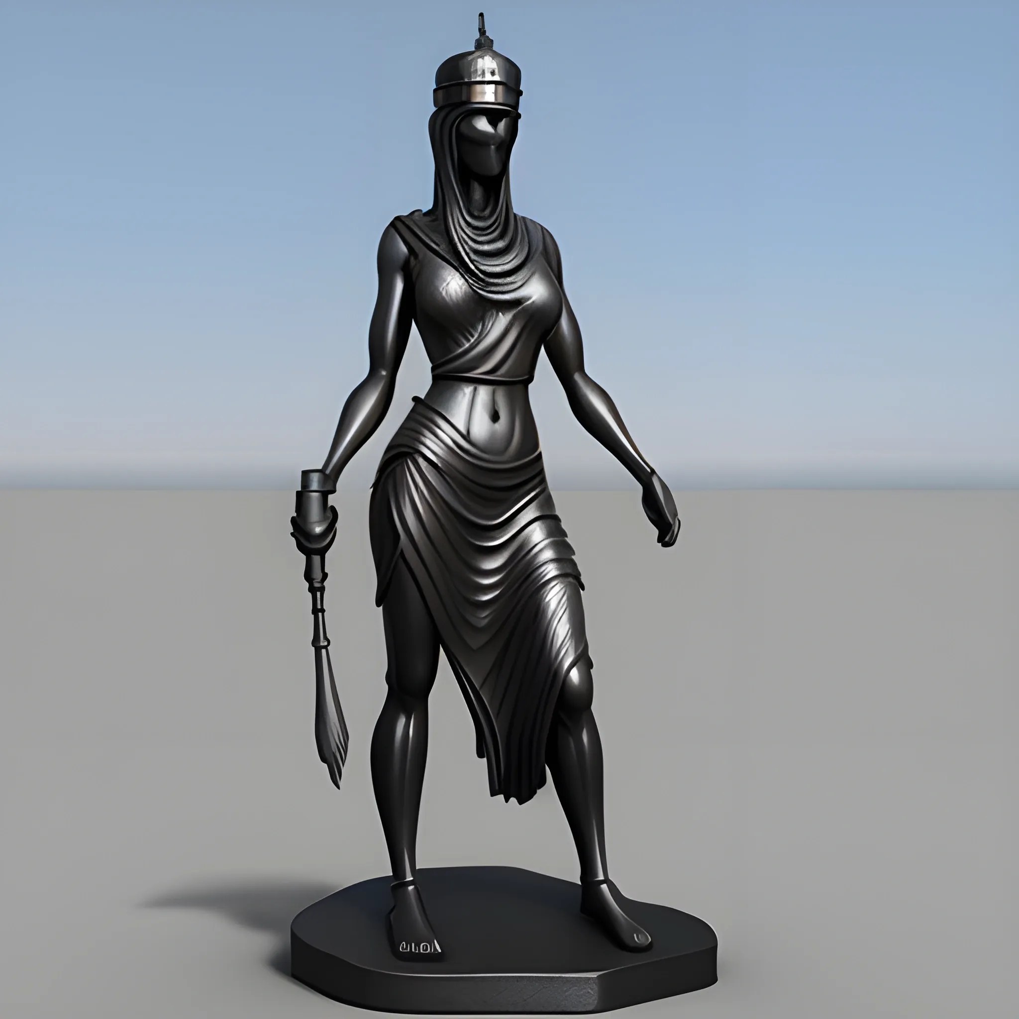 Basalt full body sculpture of Isis, , 3D high definition Arthub.ai