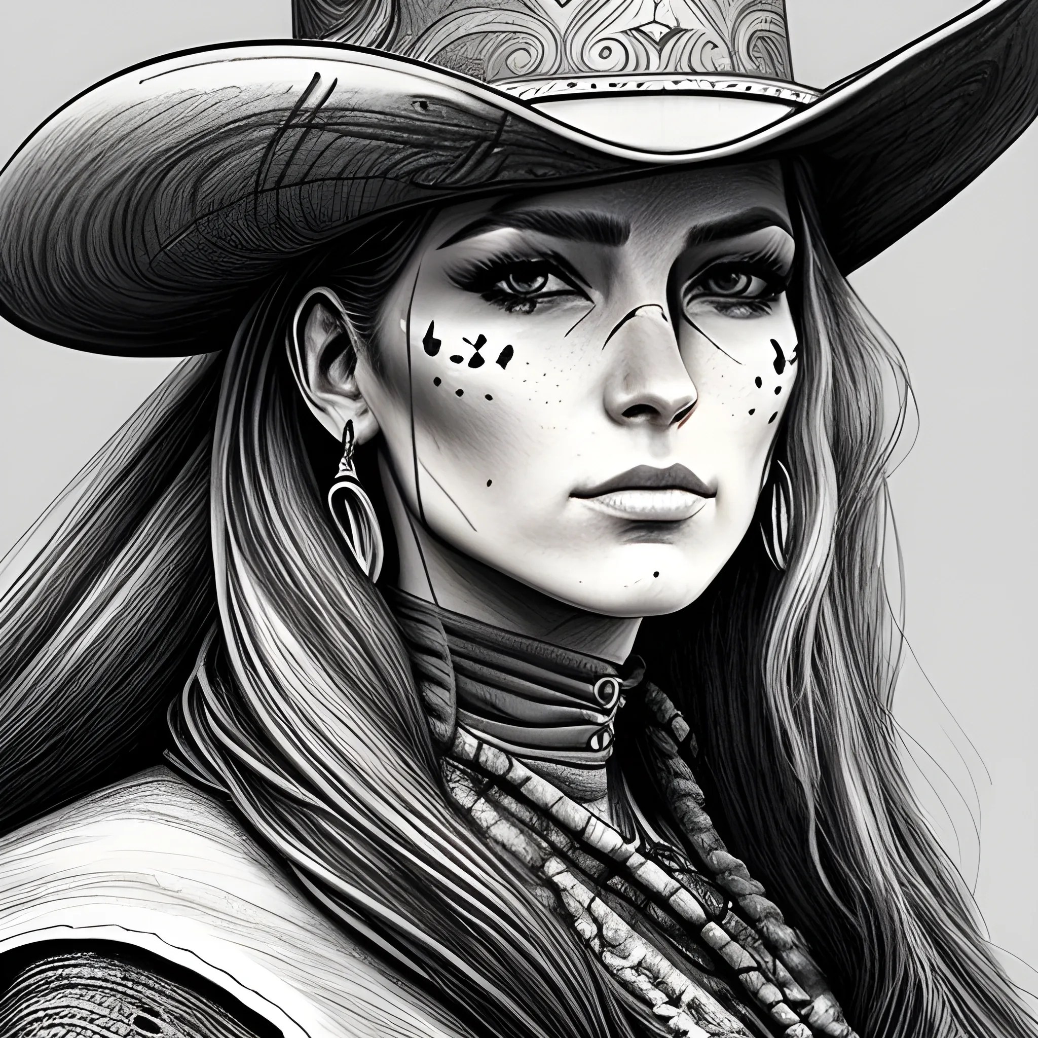 a drawing of a western beautiful female outlaw, highly detailed,... Arthub.ai