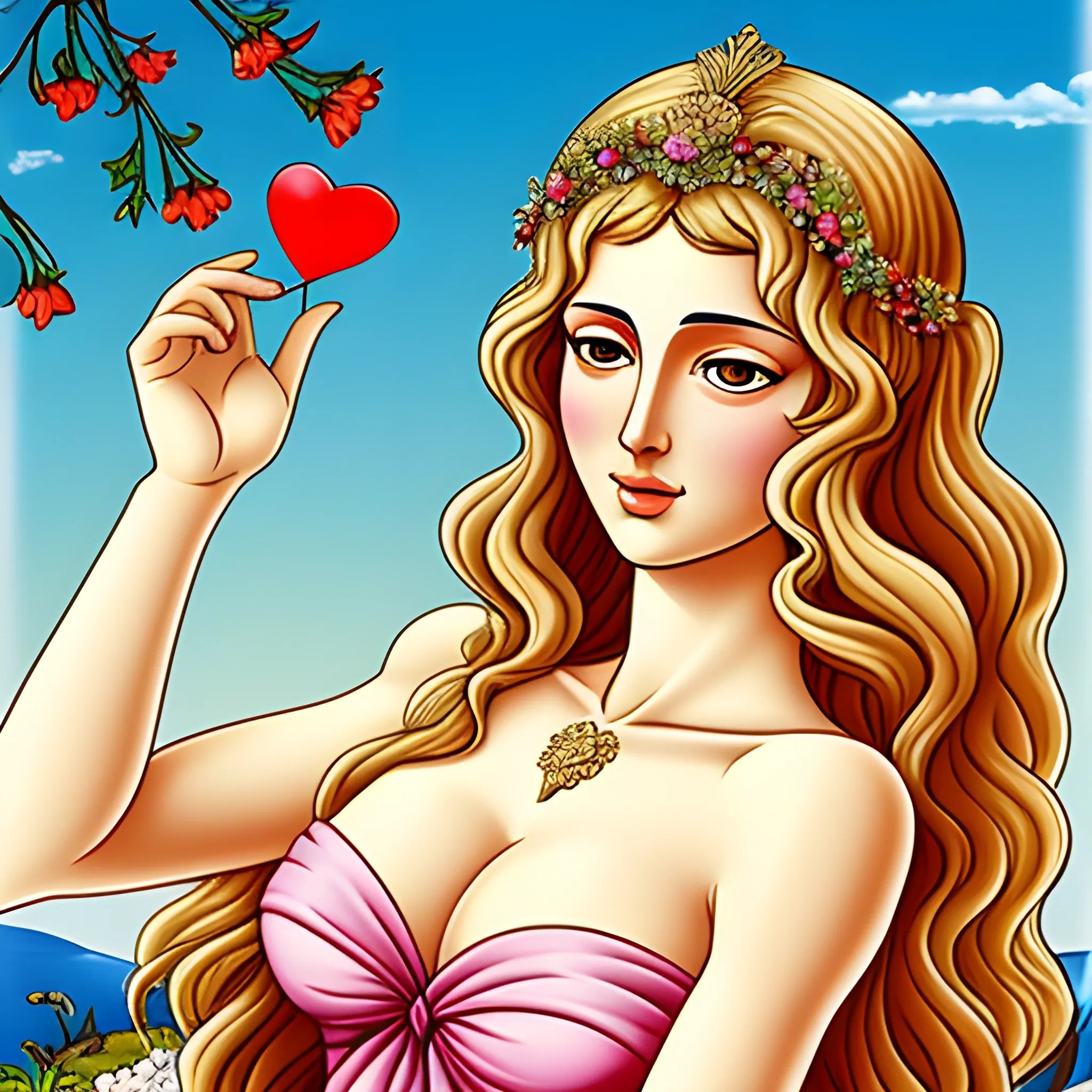 Greek goddess Aphrodite, goddess of love and beauty, Cartoon Arthub.ai