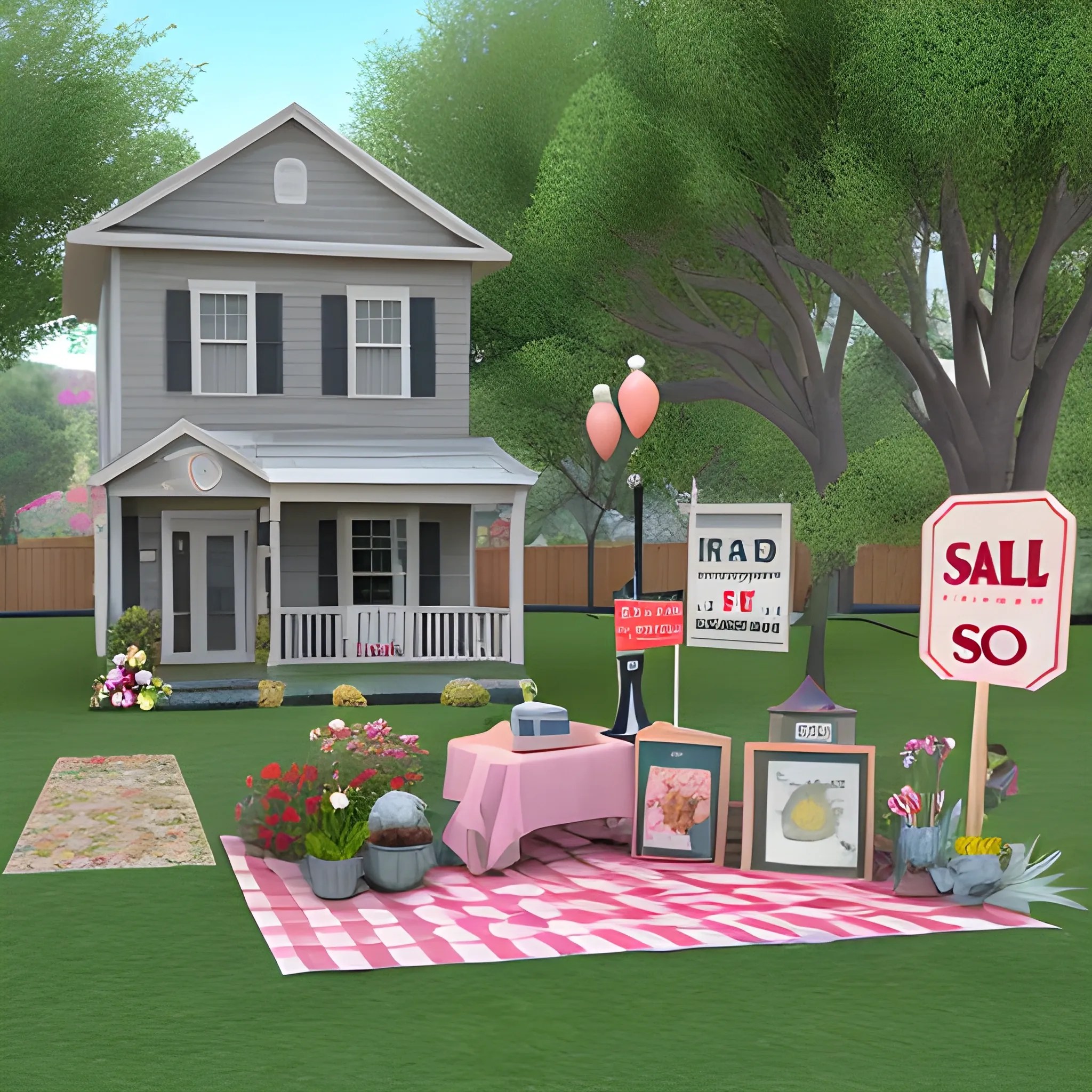 Just a big front yard sale, 3D Arthub.ai