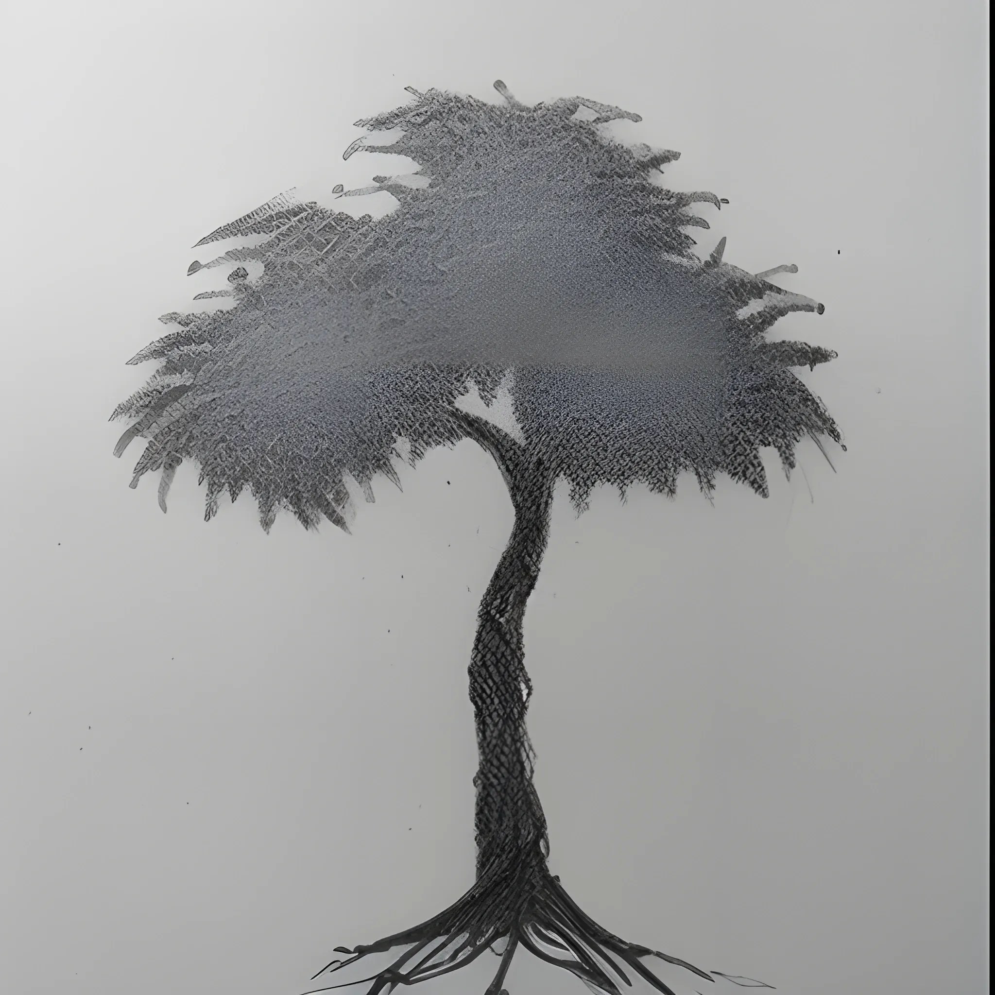 silhouette potted tree, Pencil Sketch Arthub.ai