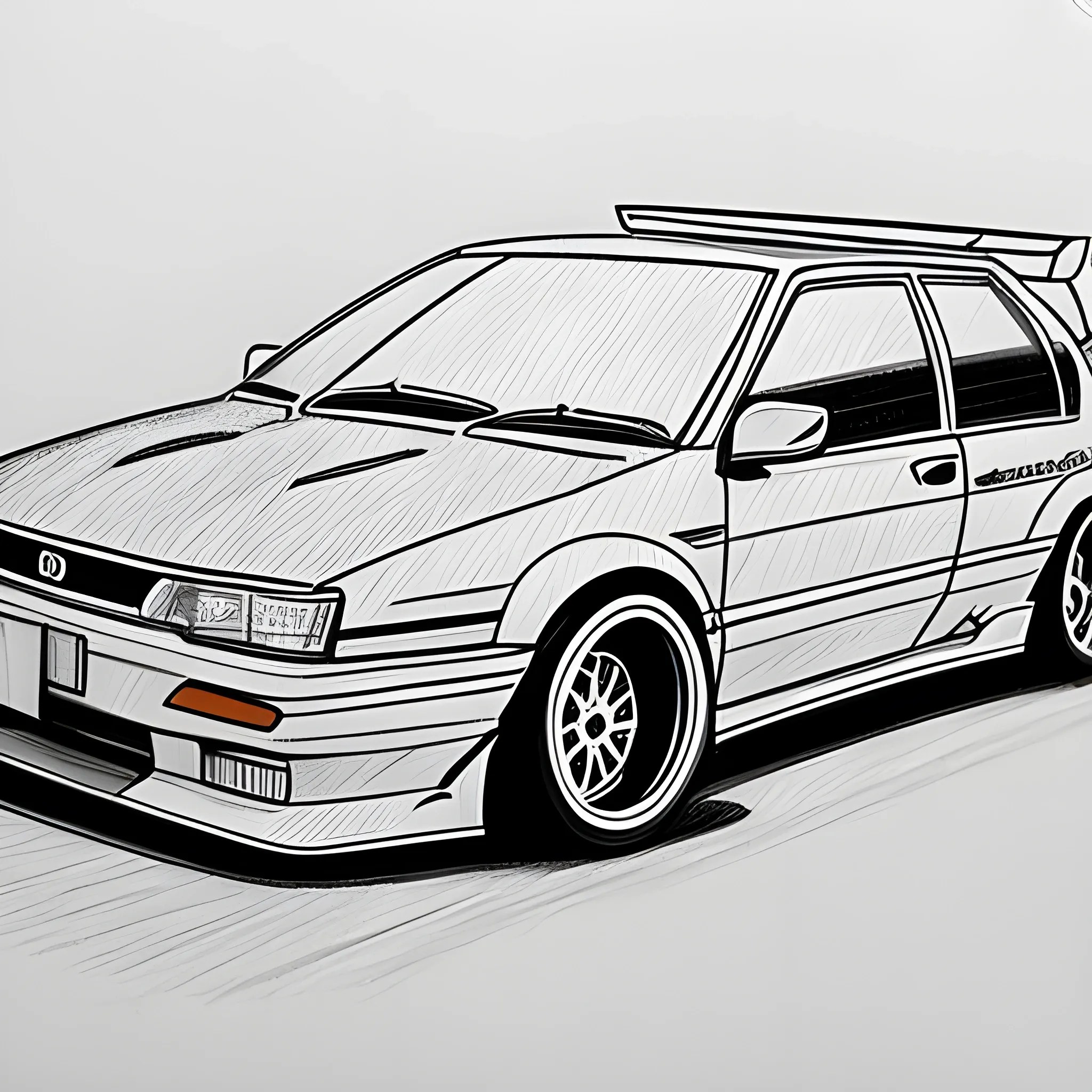 tokyo jdm car , Cartoon, Pencil Sketch, Pencil Sketch, Pencil Sk