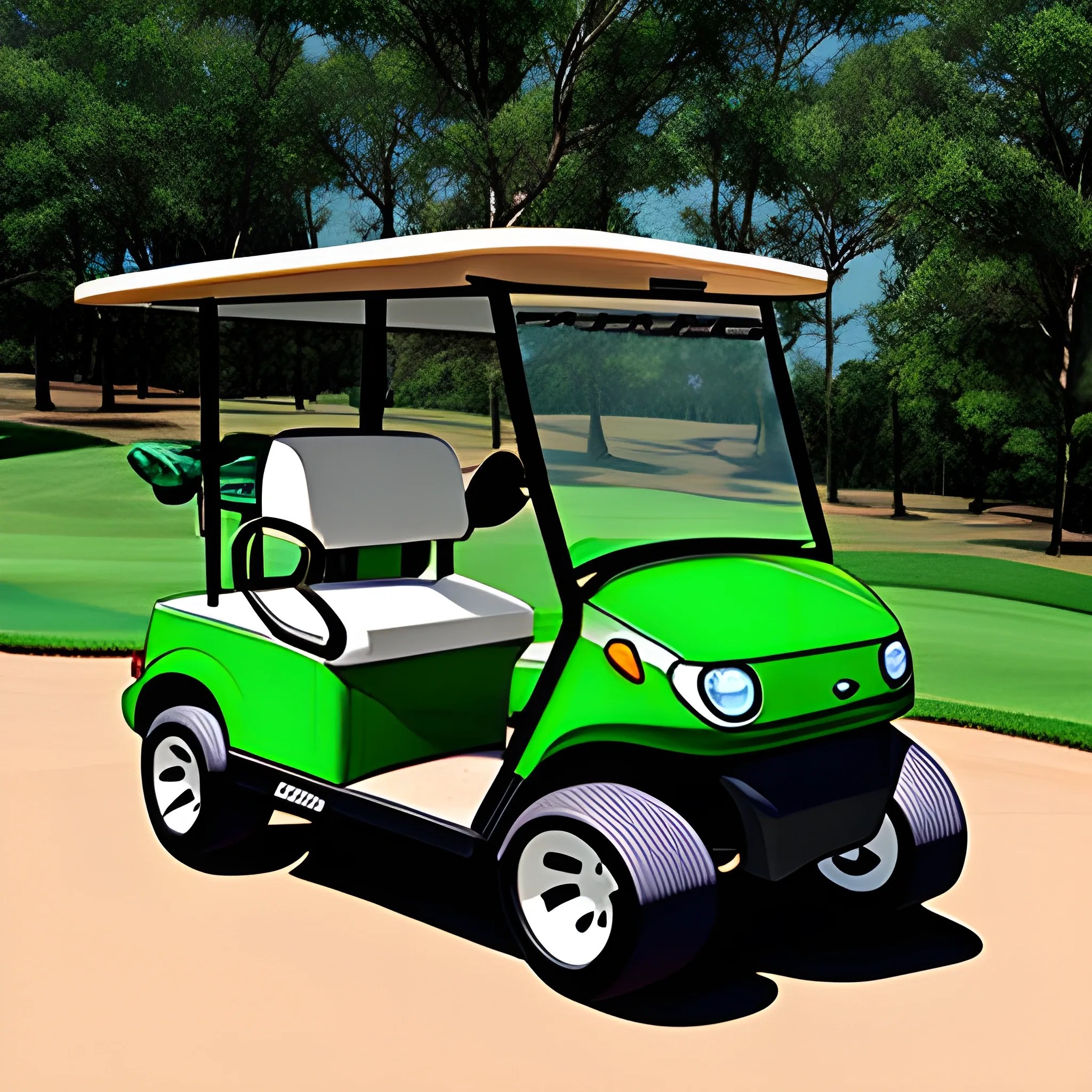 , Cartoon flyer advertising golf cart service Arthub.ai