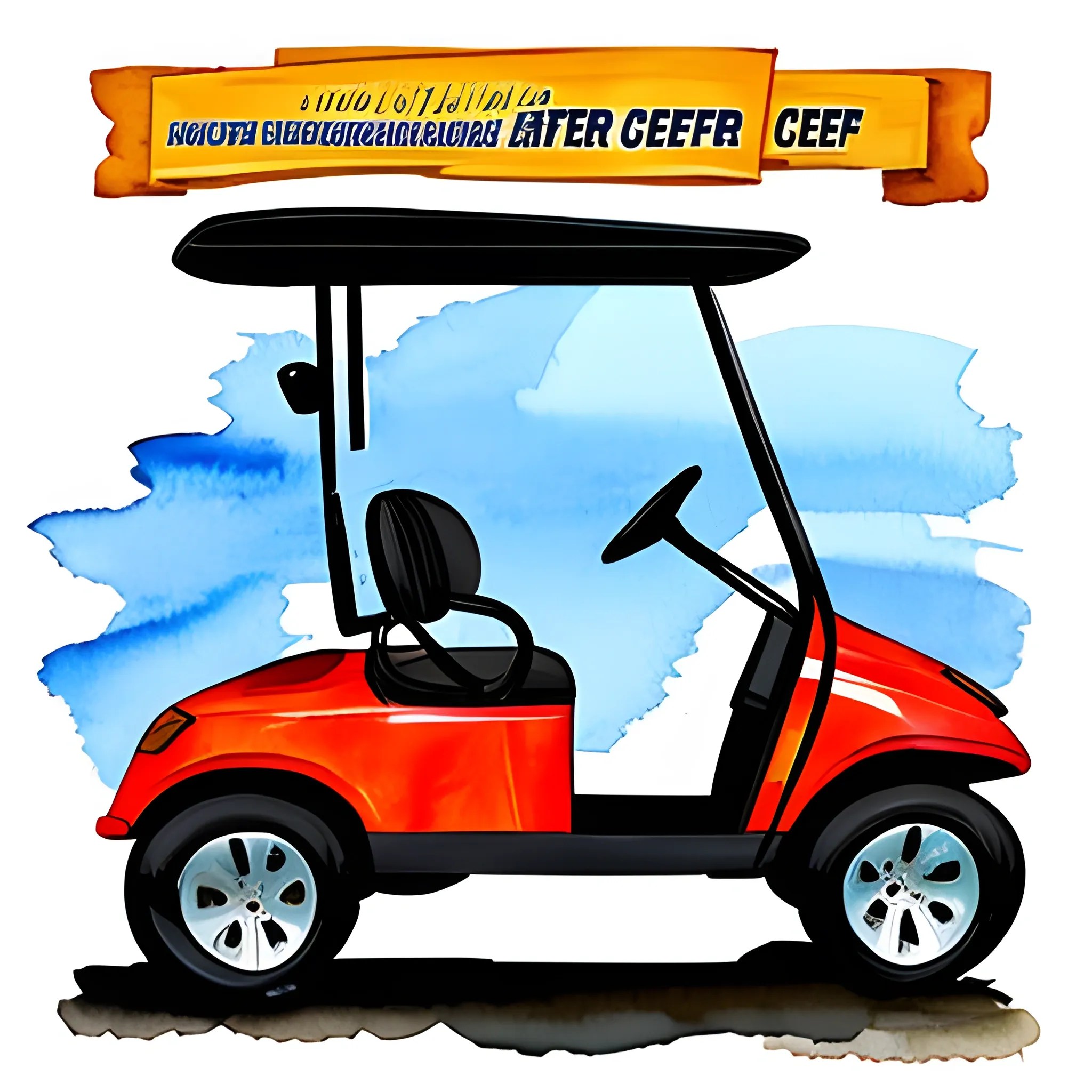 flyer advertising a golf cart repair service company , Water Col