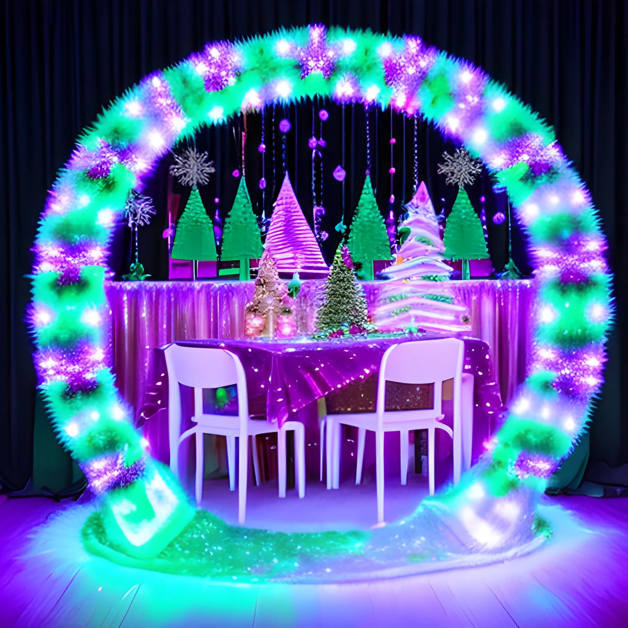 Liminal space disco with christmas decorations Arthub.ai