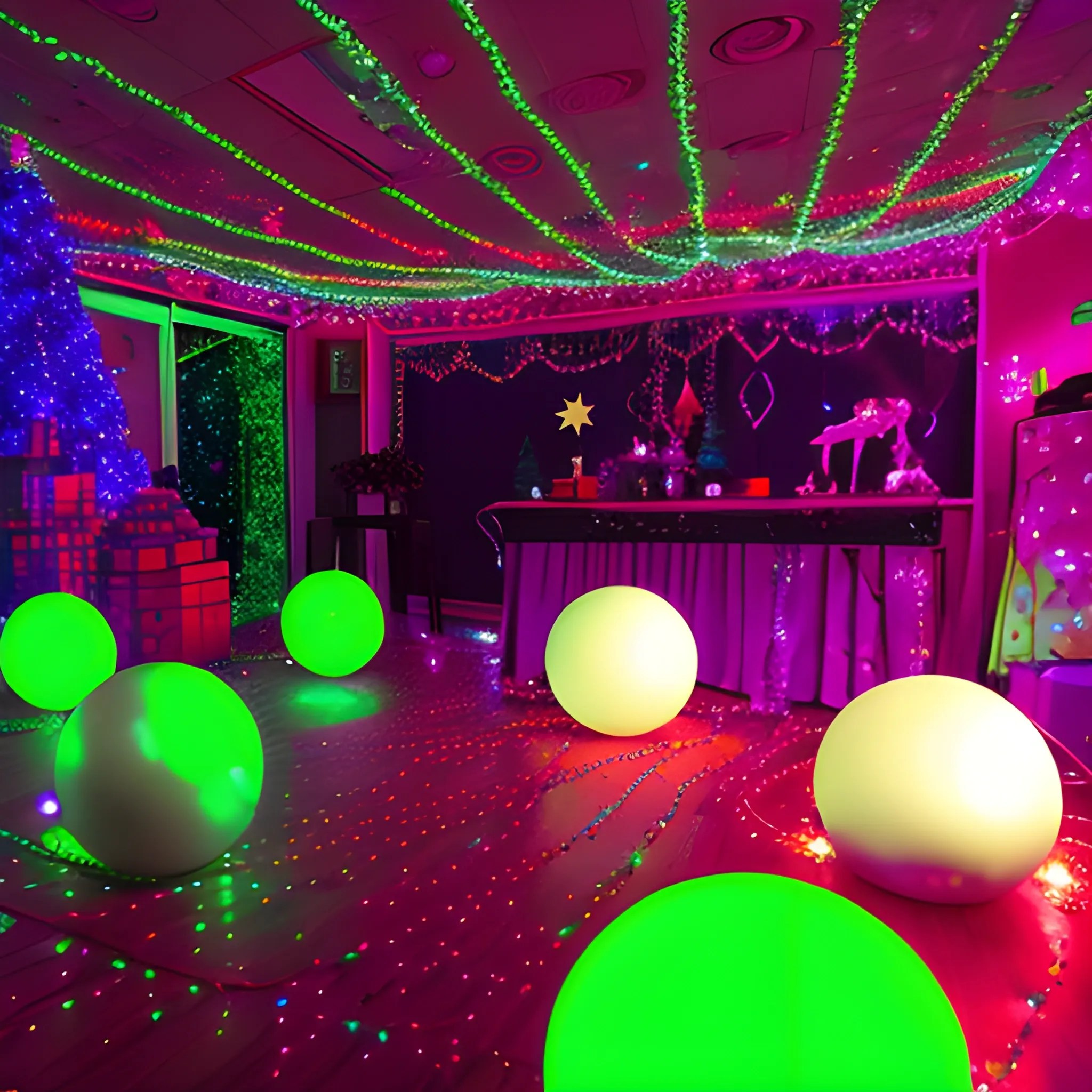 Liminal space disco with christmas decorations Arthub.ai