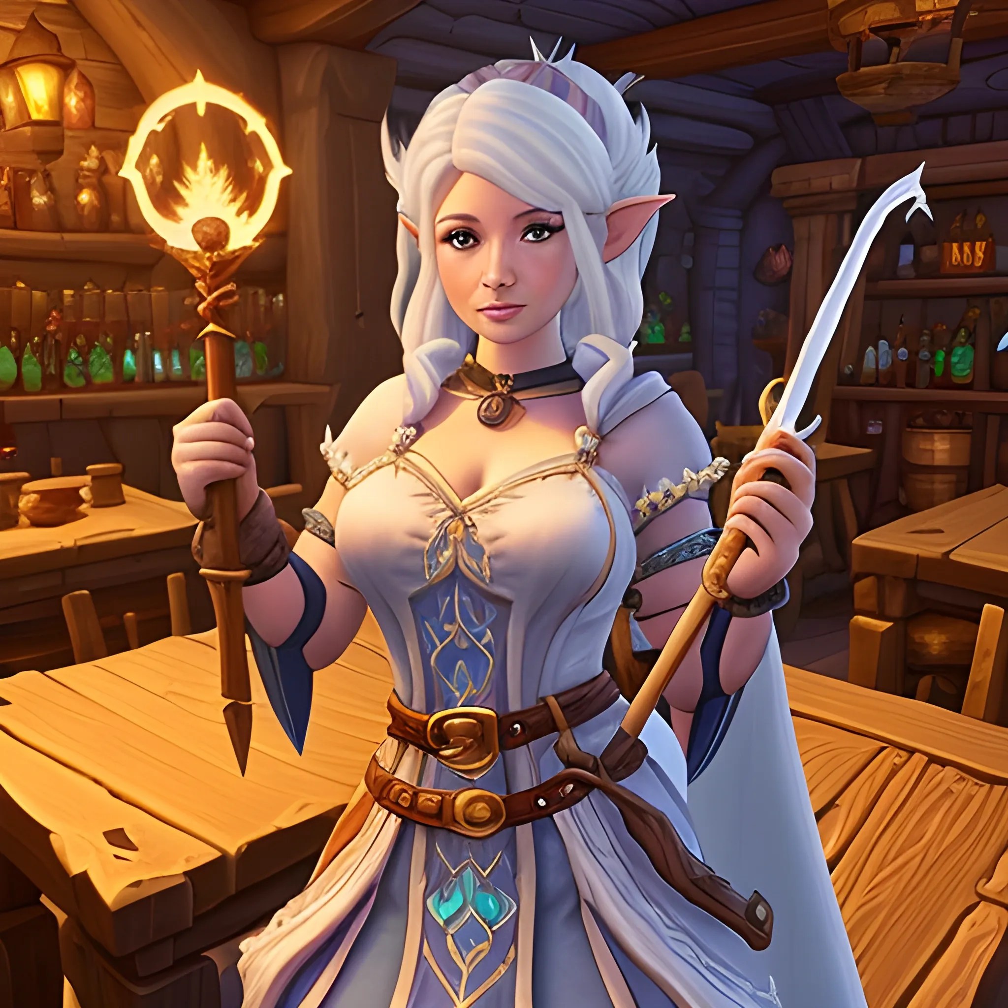 A digital art image of a female Gnome mage, approximately 30 yea