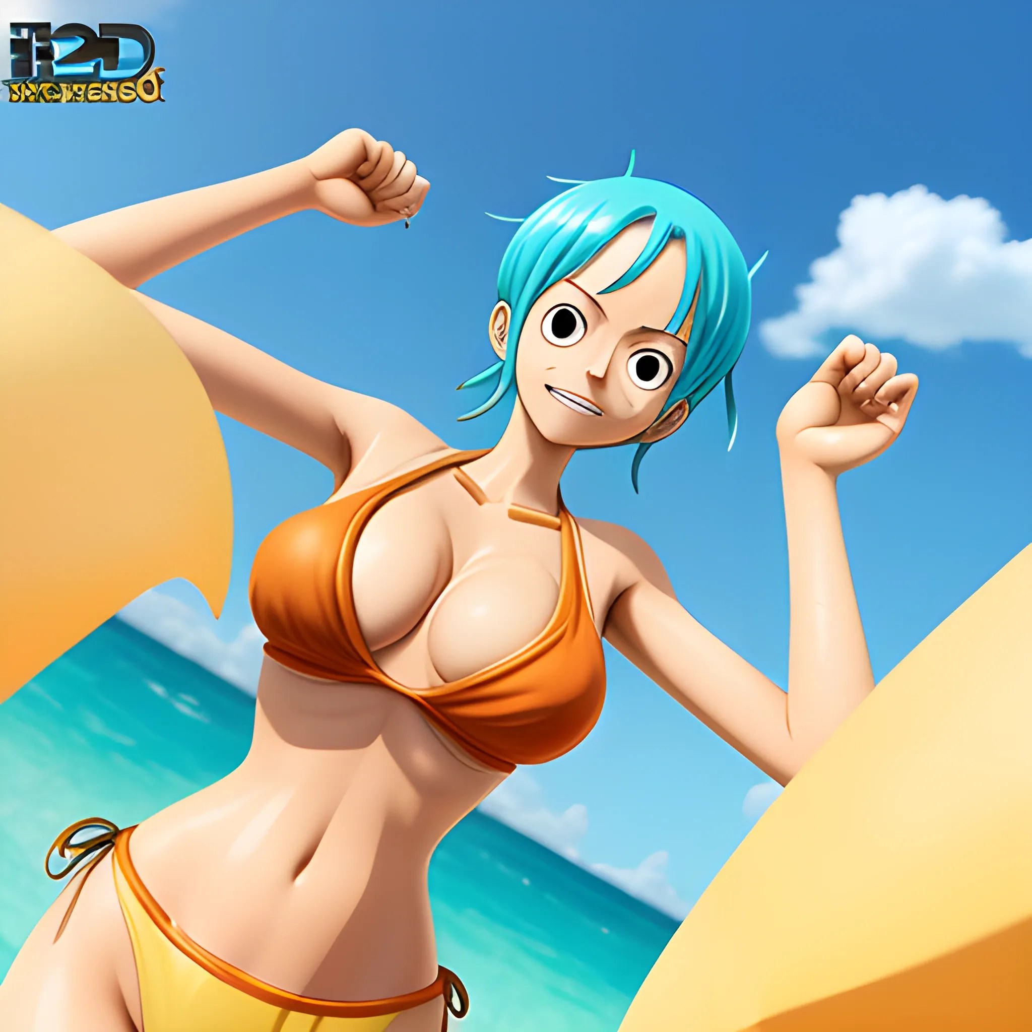 One piece Nami in bikini top , 3D Arthub.ai