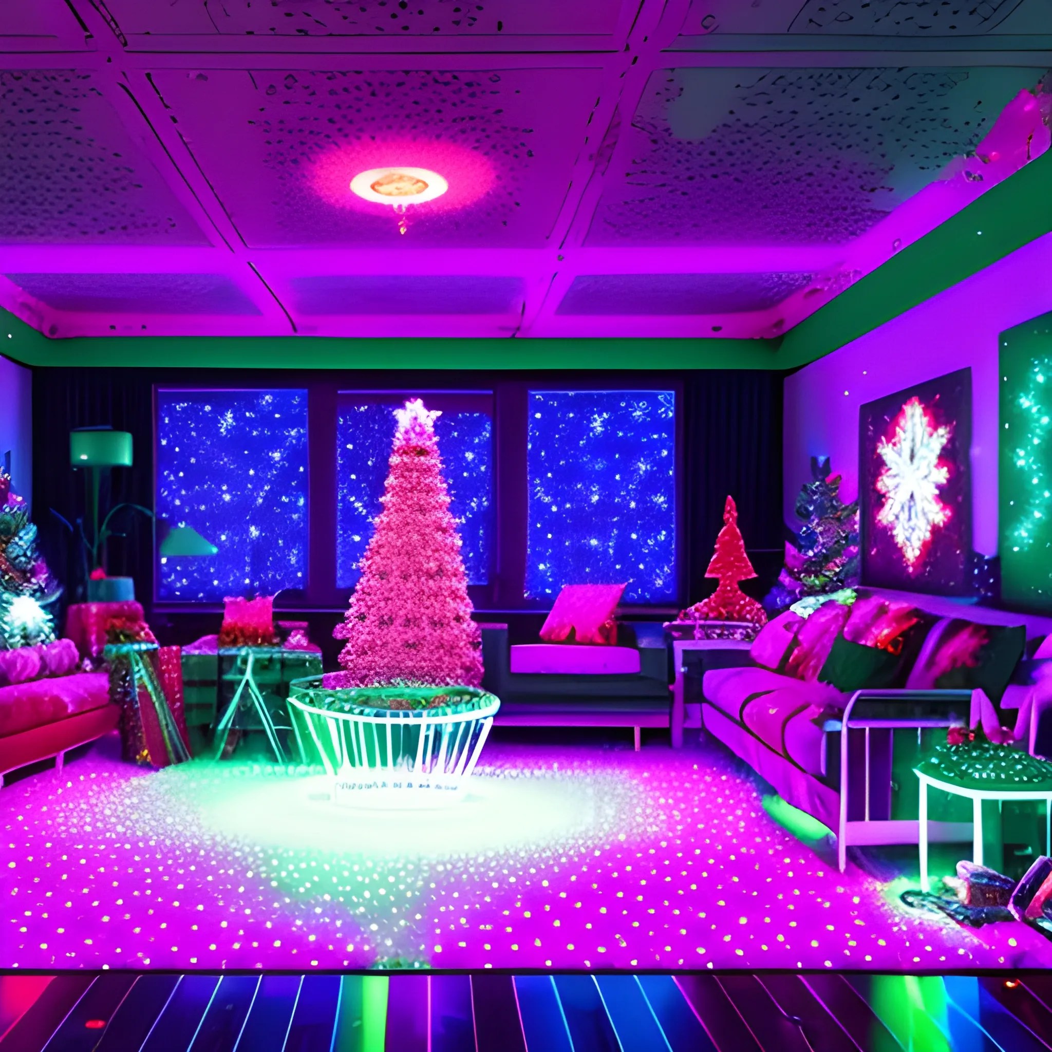 Liminal space disco with christmas decorations Arthub.ai