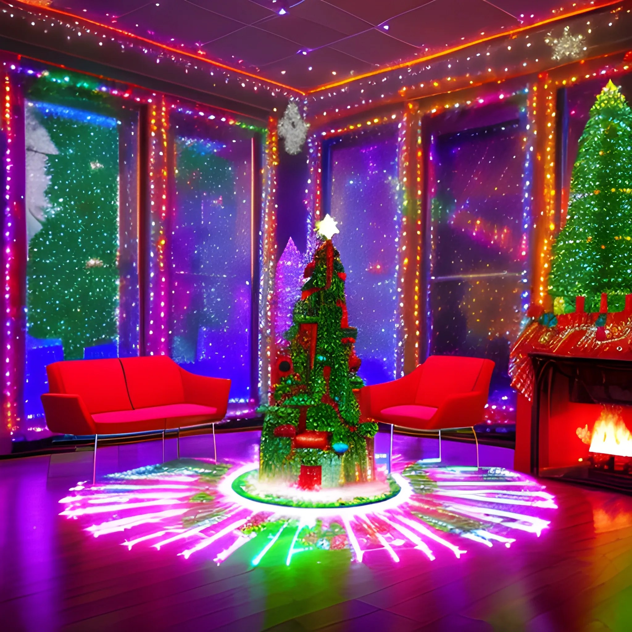 Liminal space disco with christmas decorations Arthub.ai