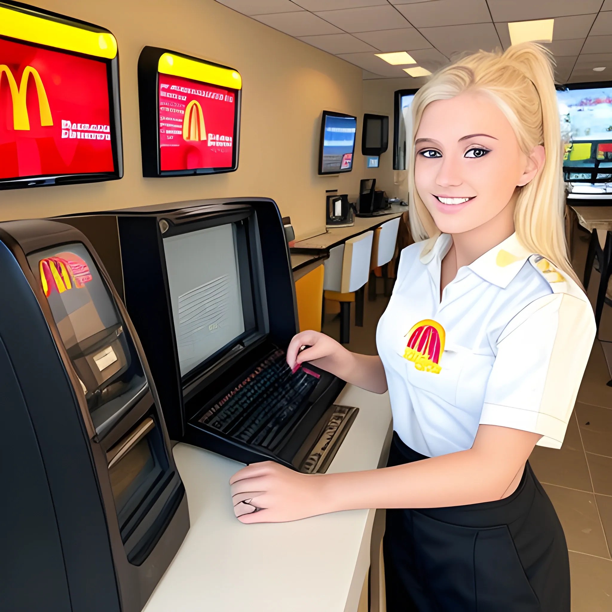 20 year old blonde woman working at mcdonalds Arthub.ai
