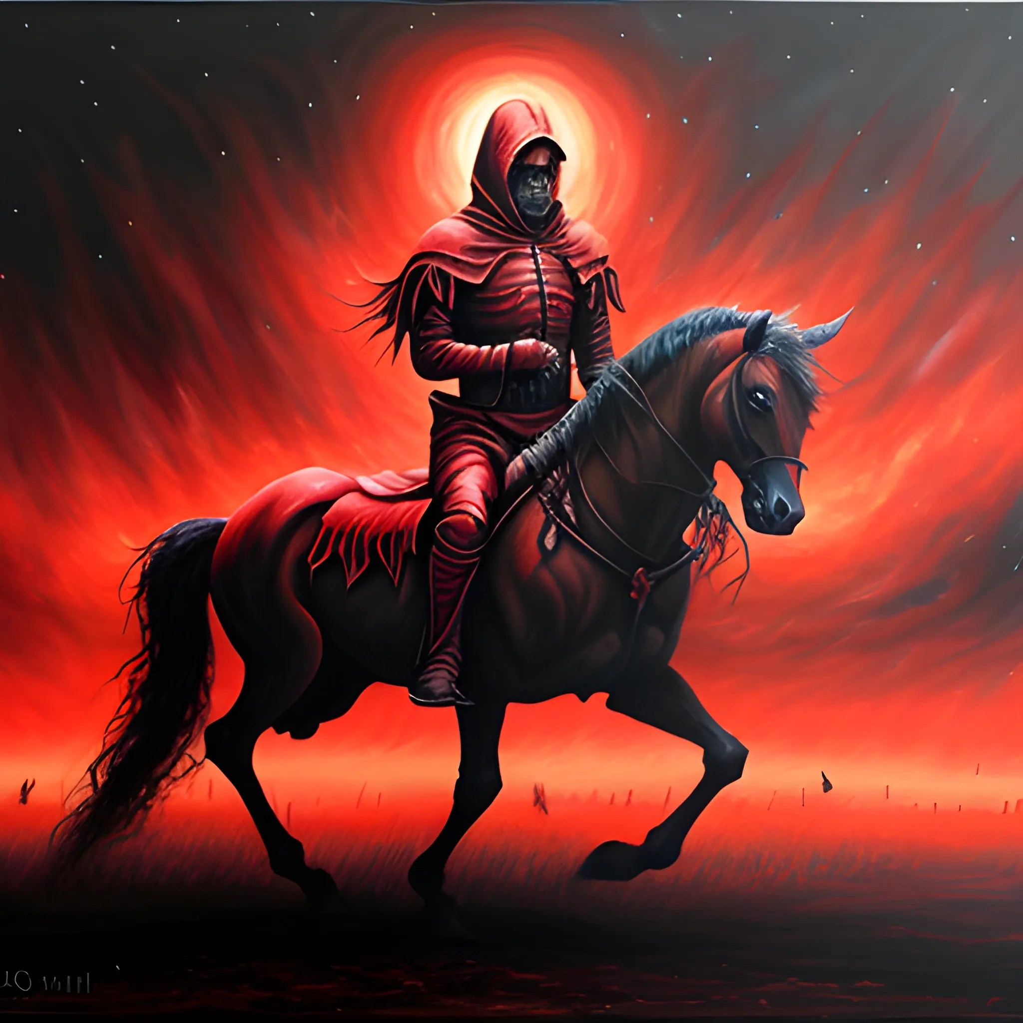 Red Horseman of the apocalypse , , Oil Painting Arthub.ai