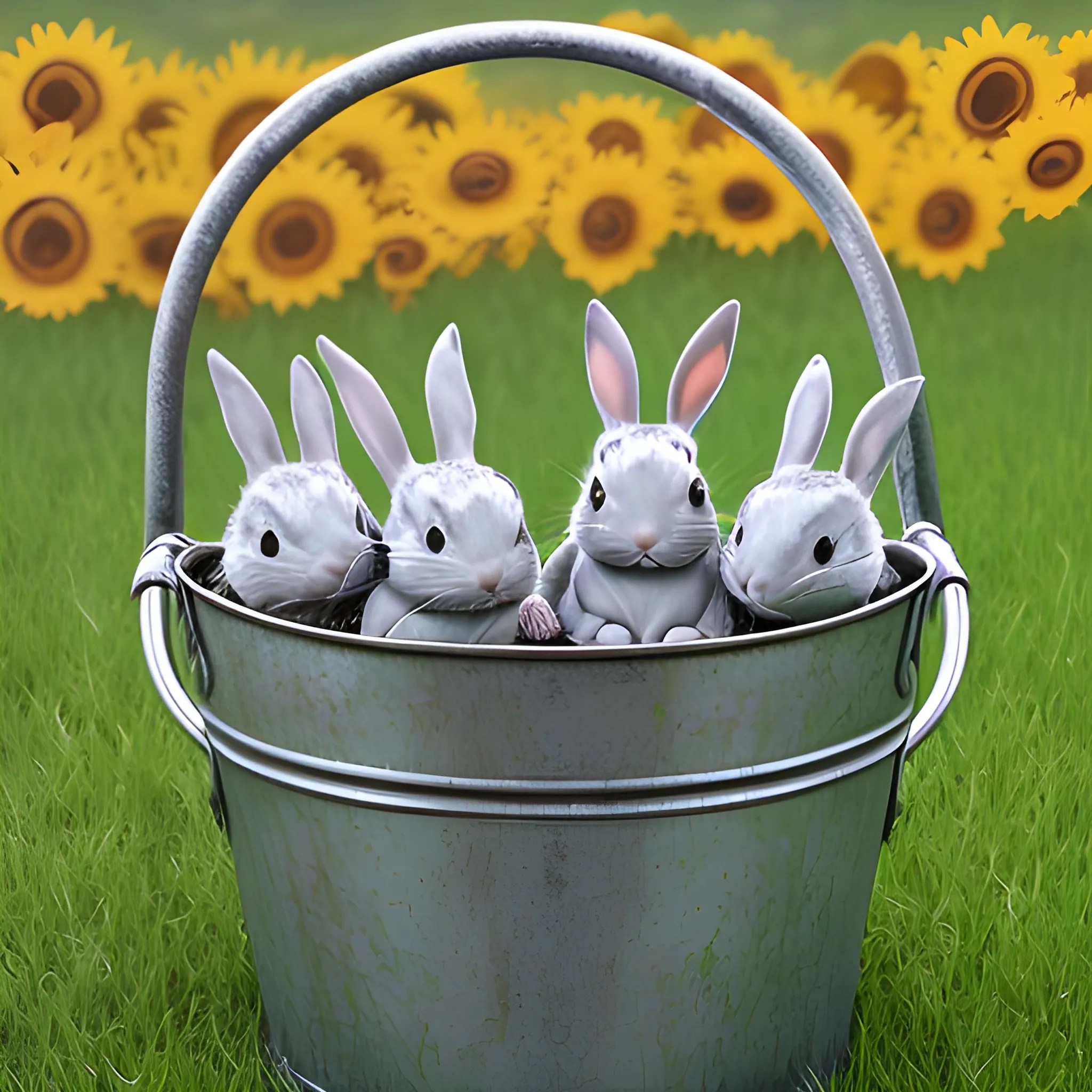 metal Bucket with derpy rabbits Arthub.ai
