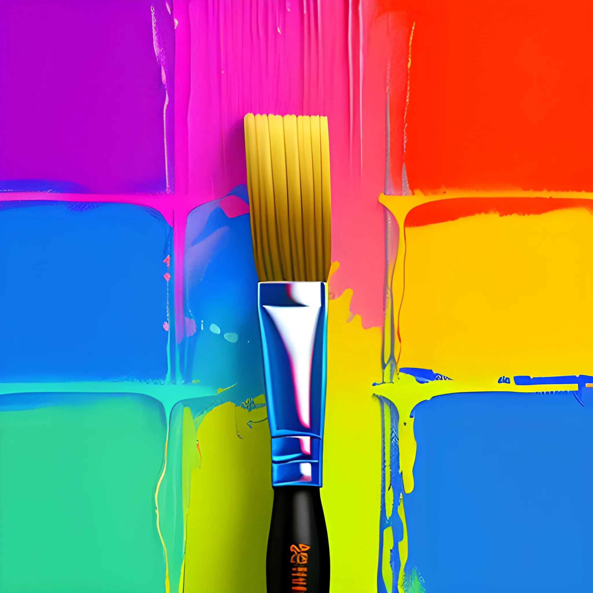 A paintbrush dipped in vibrant colors, painting a website layout... Arthub.ai