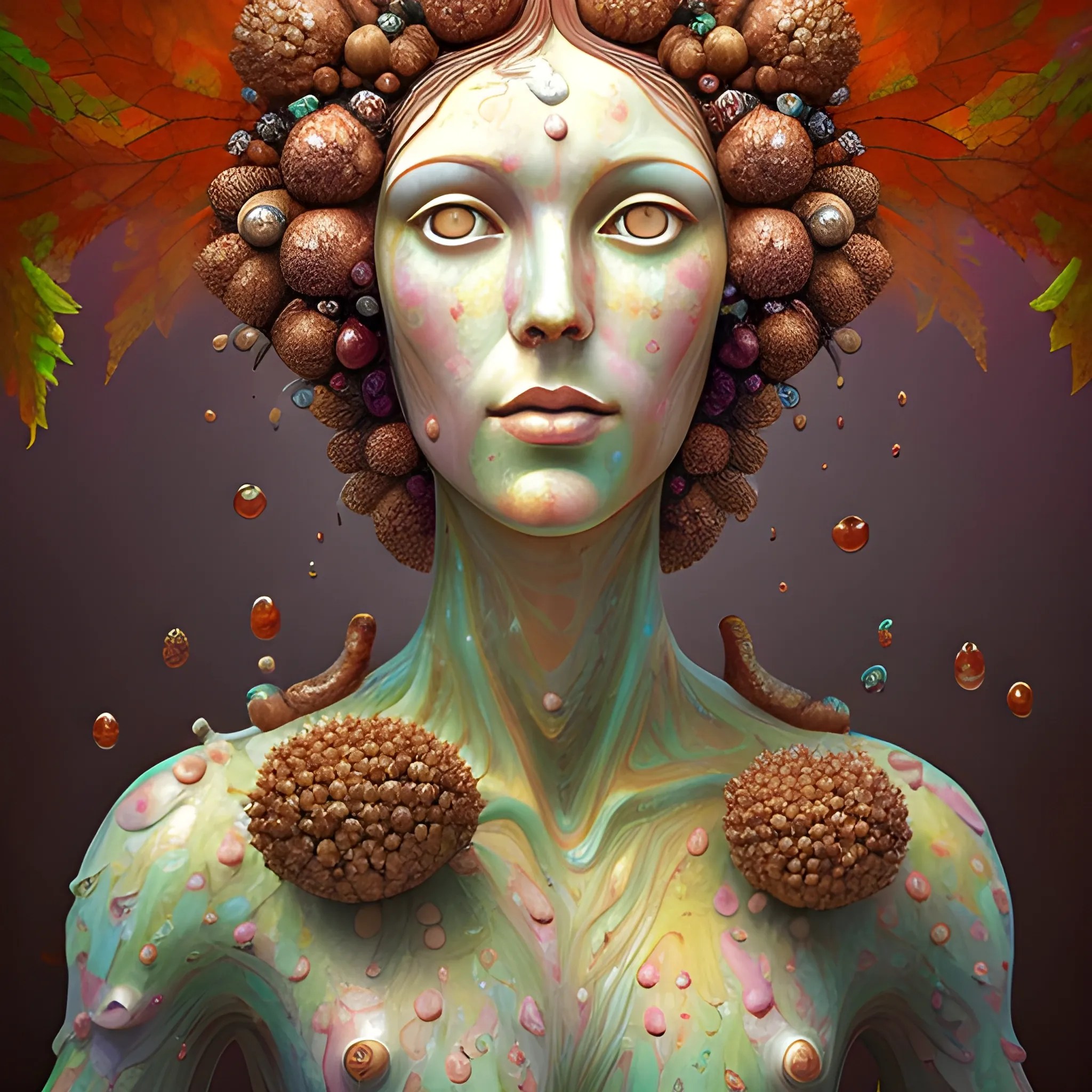 create a crystal statue of a female human face to look like many