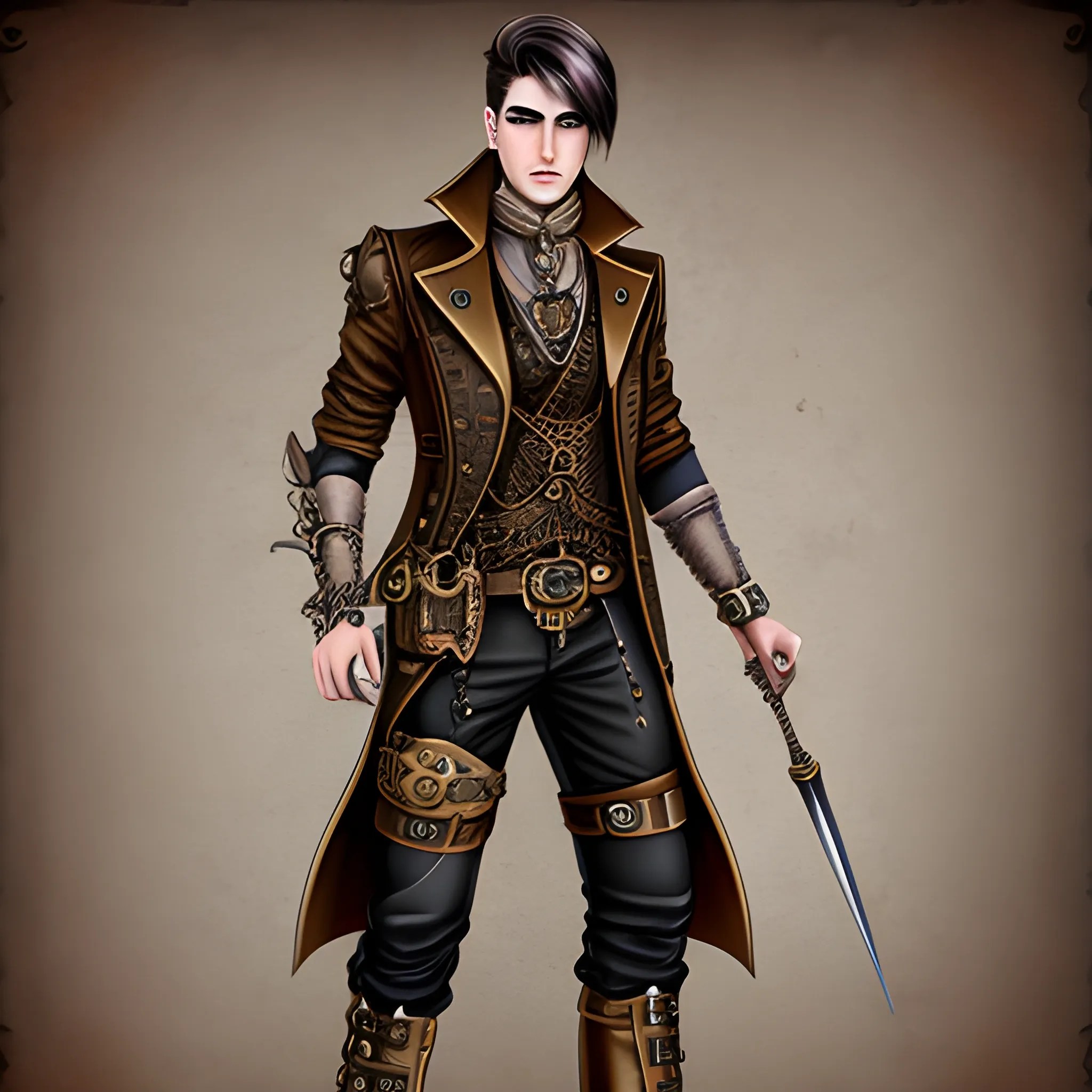 Male fantasy steampunk outfit , Cartoon Arthub.ai
