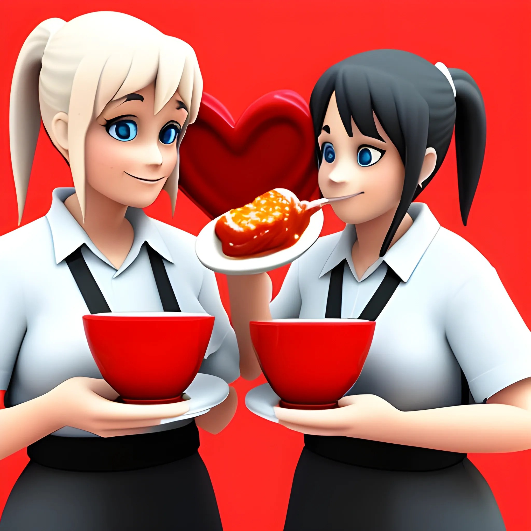 a picture of servers with your mom and ash ketchup eating soup