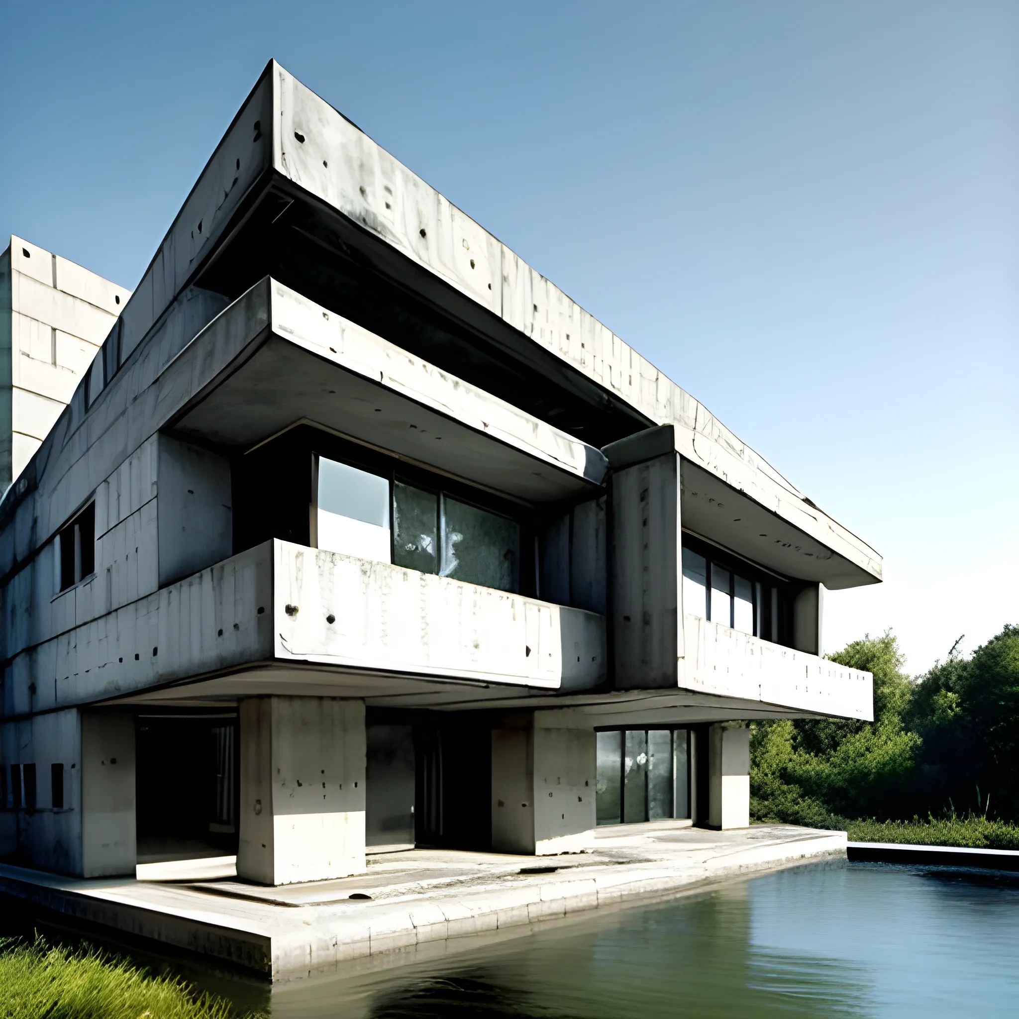 brutalist architecture house house made with steel and concrete with