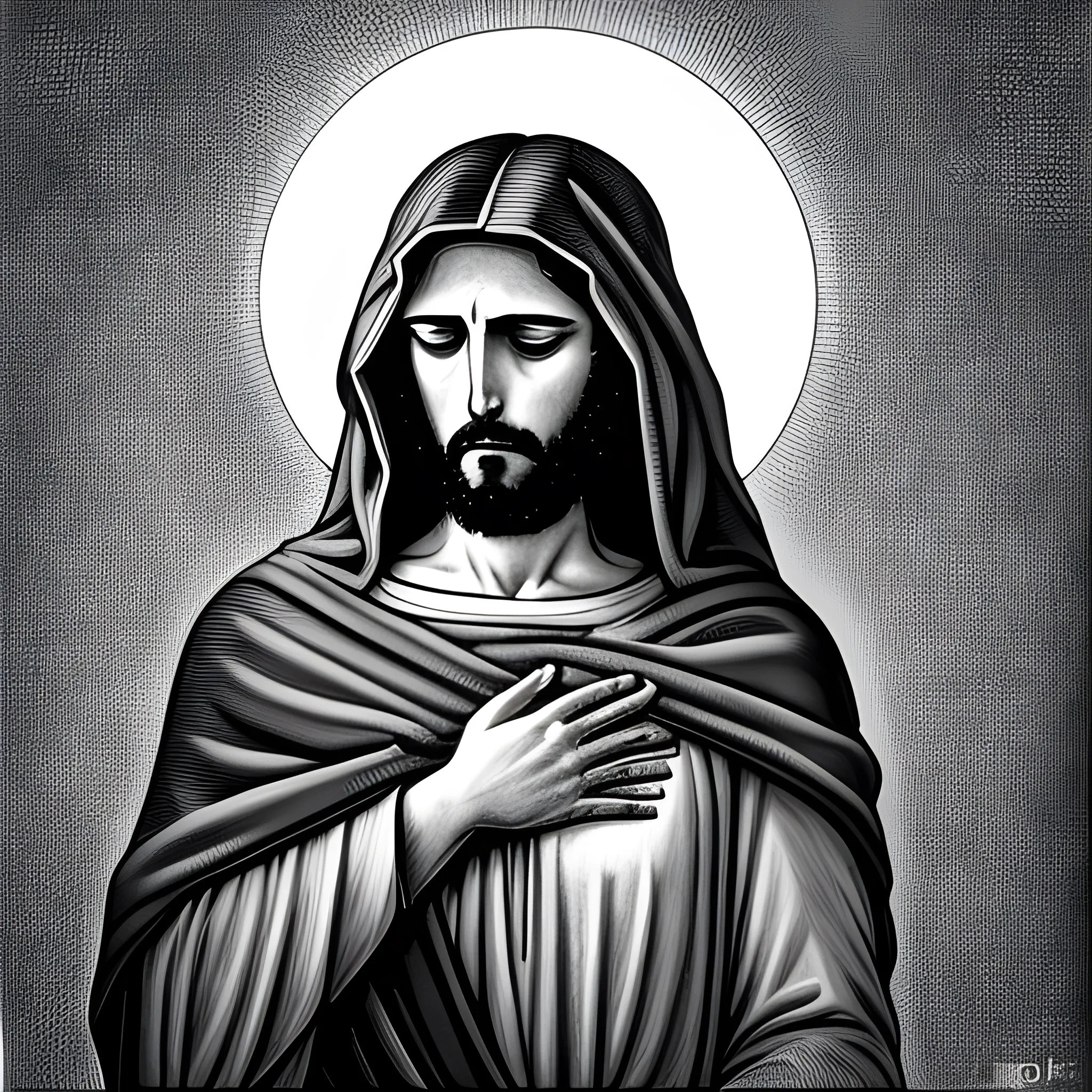 jesus depressed black and white Arthub.ai